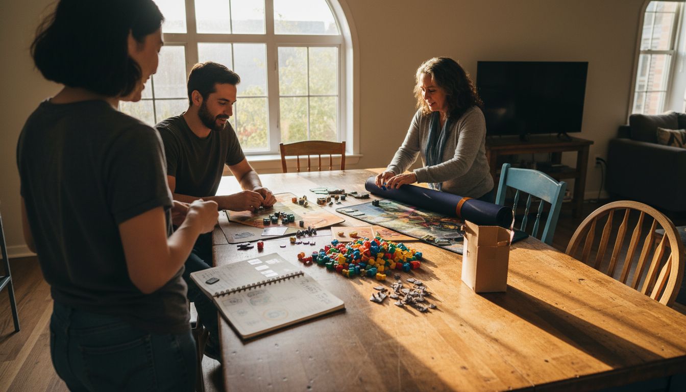 Gamers sorting gaming accessories at home