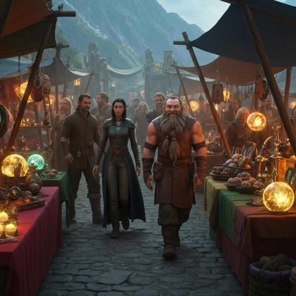 what do people put on their dm screens, elf, dwarf, and human in fantasy marketplace