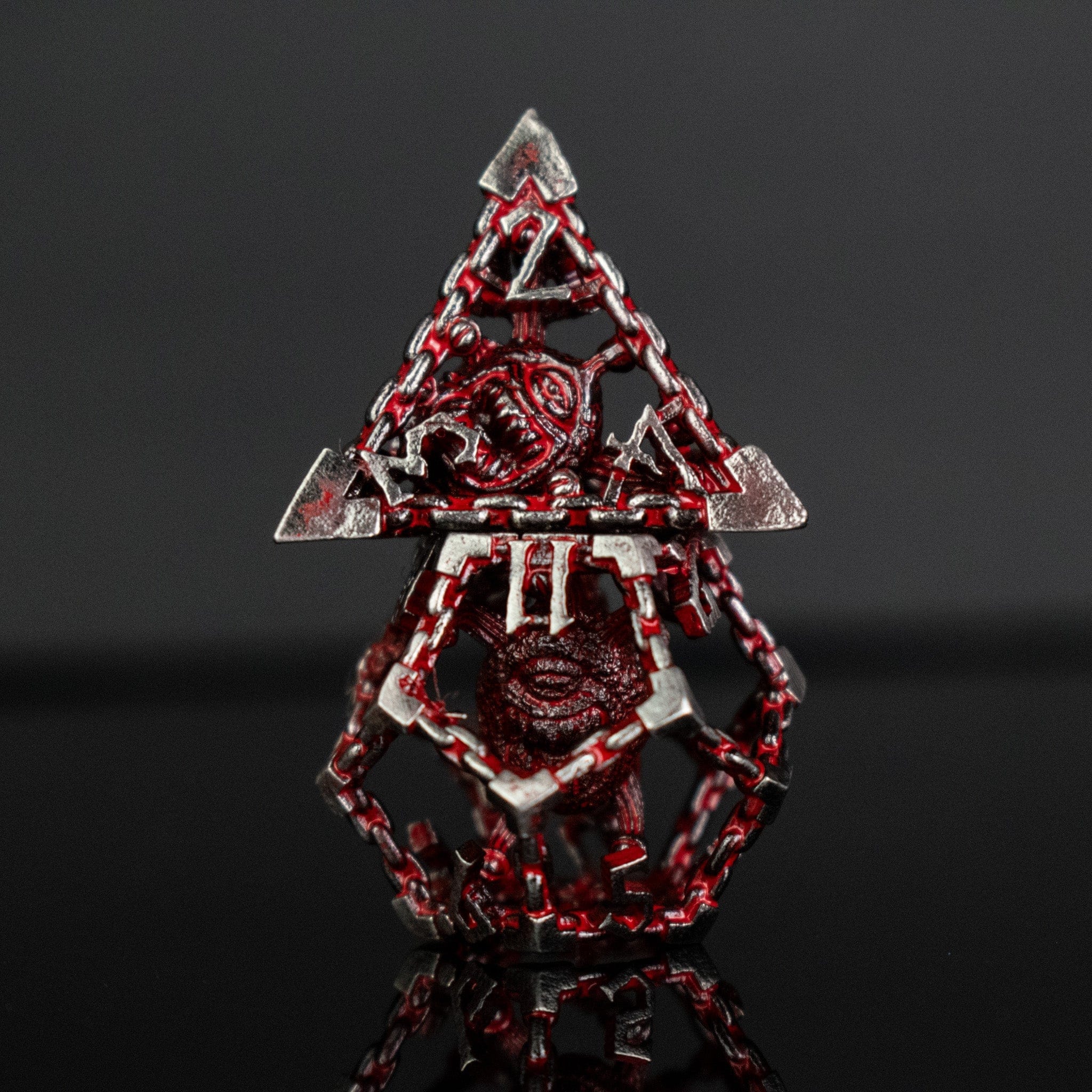 Misty Mountain Gaming hollow Beholder's Gates Hollow Metal Dice Set - Bloodied Silver