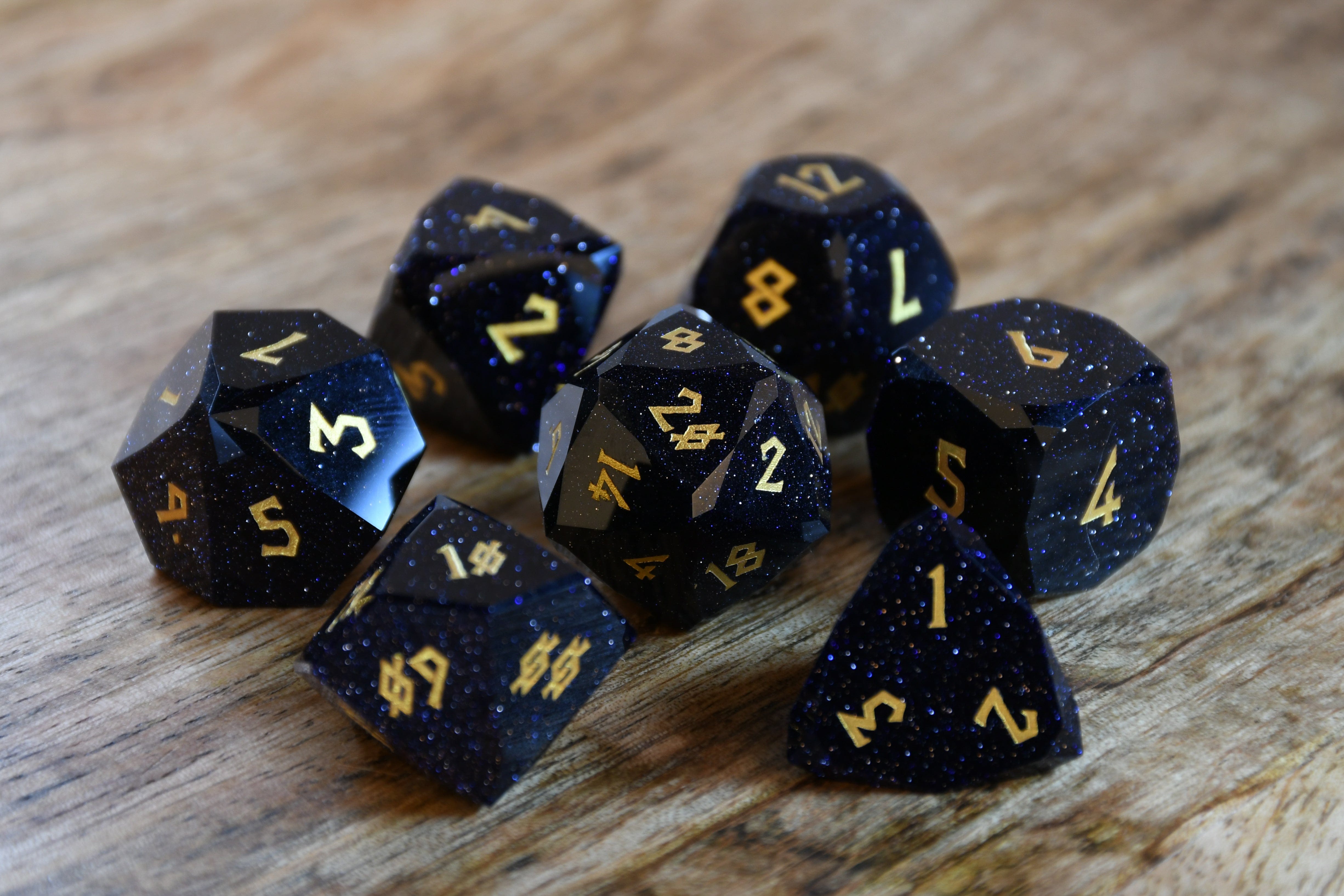 Misty Mountain Gaming Stone/Glass Blue Sandstone Multifaceted Stone Dice Set