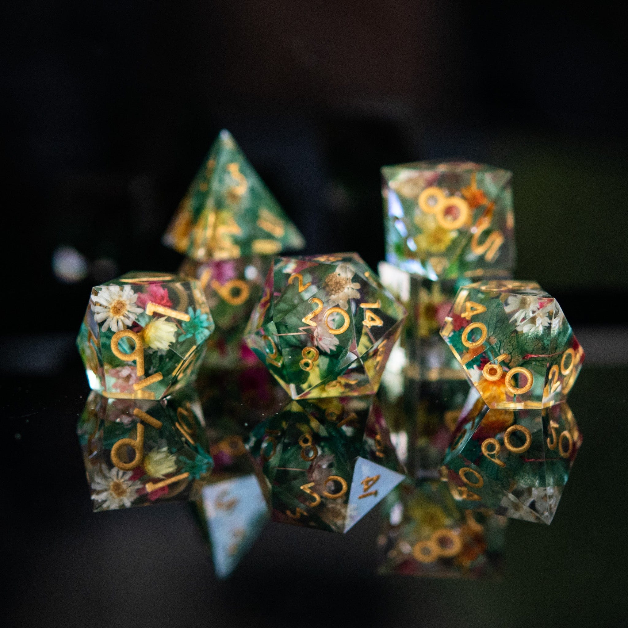 Misty Mountain Gaming Resin Botanical Gardens Sharp-Edged Resin Dice Set