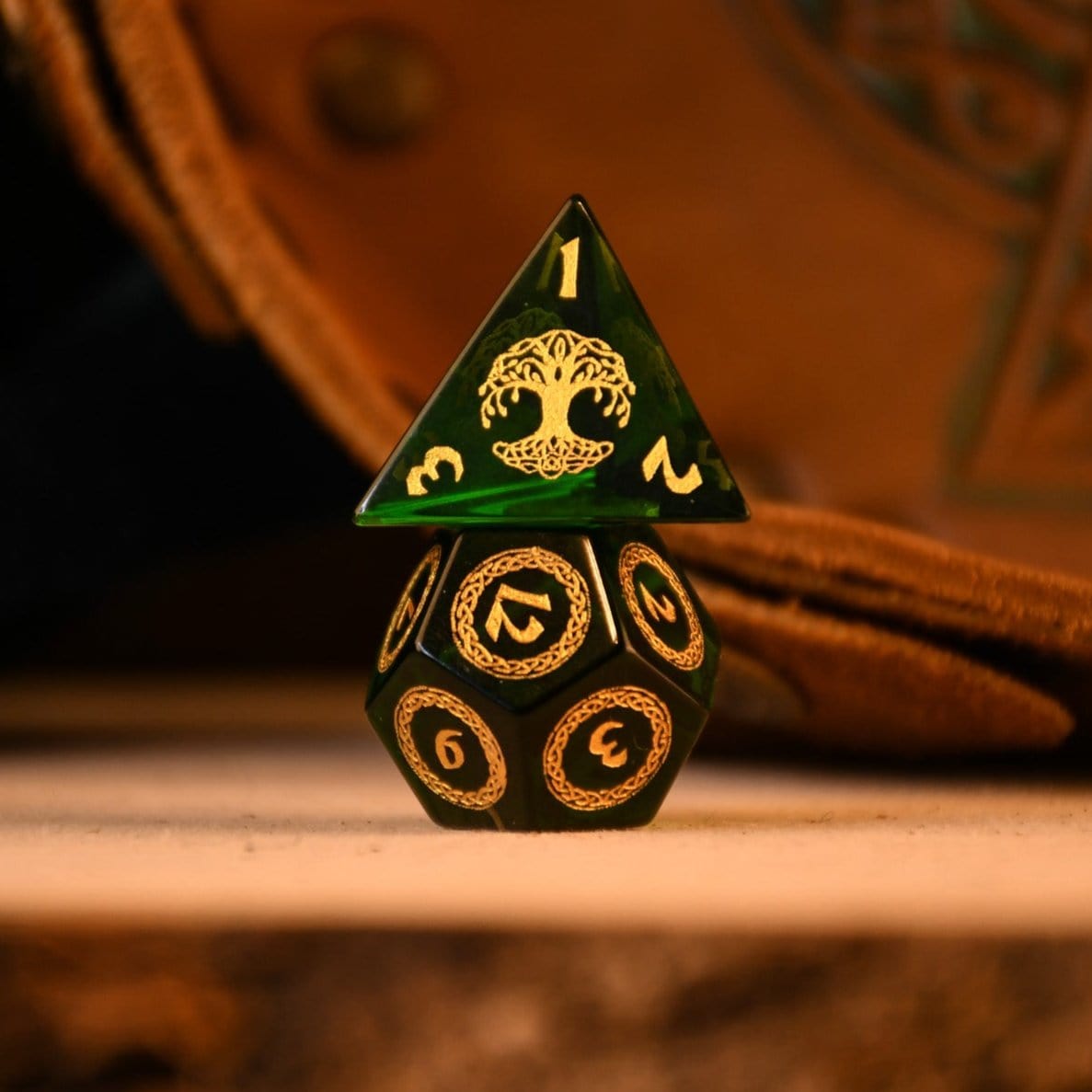 Misty Mountain Gaming Dice Celtic Green Glass Dice Set - Dice Around the World Collection