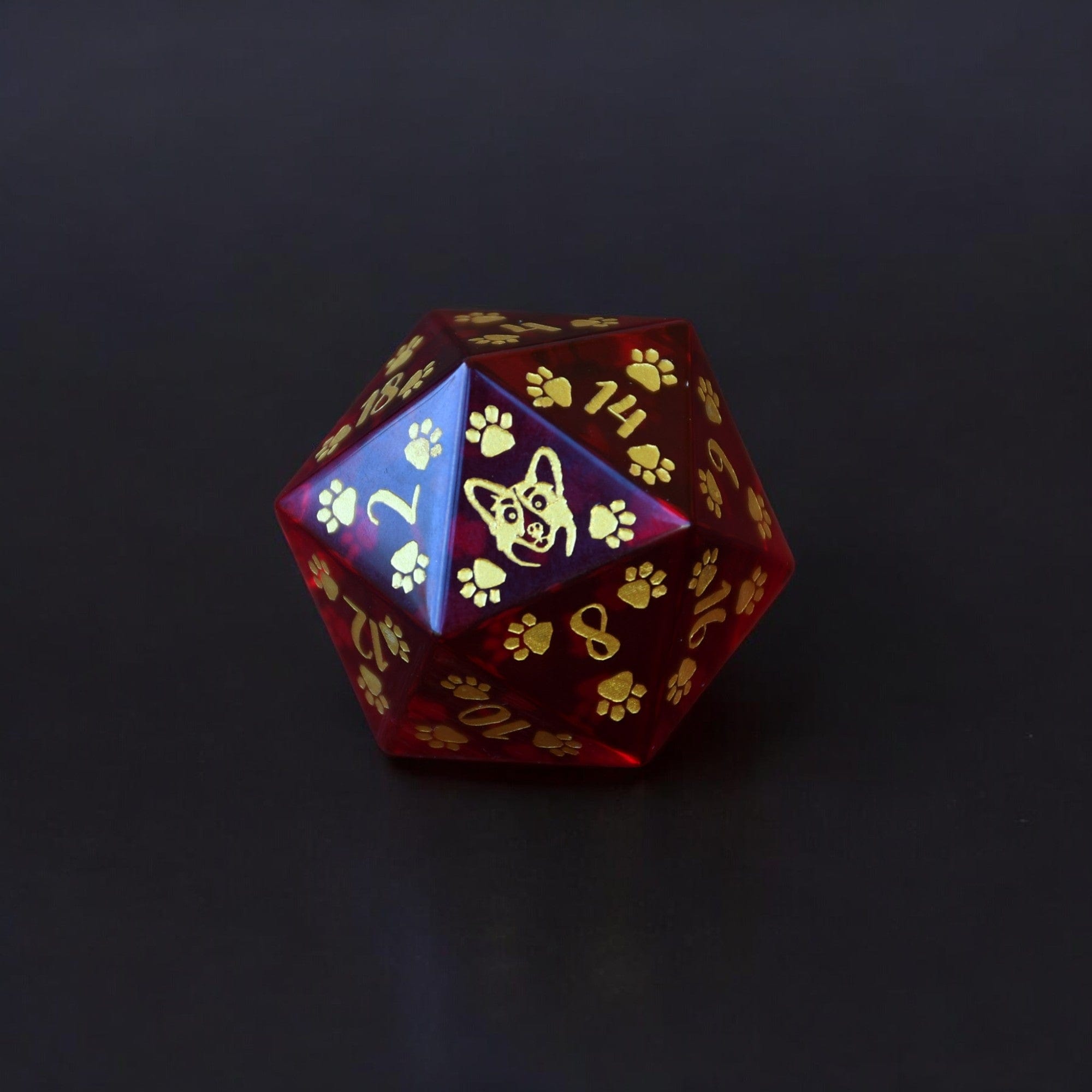 Misty Mountain Gaming DICE Corgi Puppy Paws Red Glass 30mm D20
