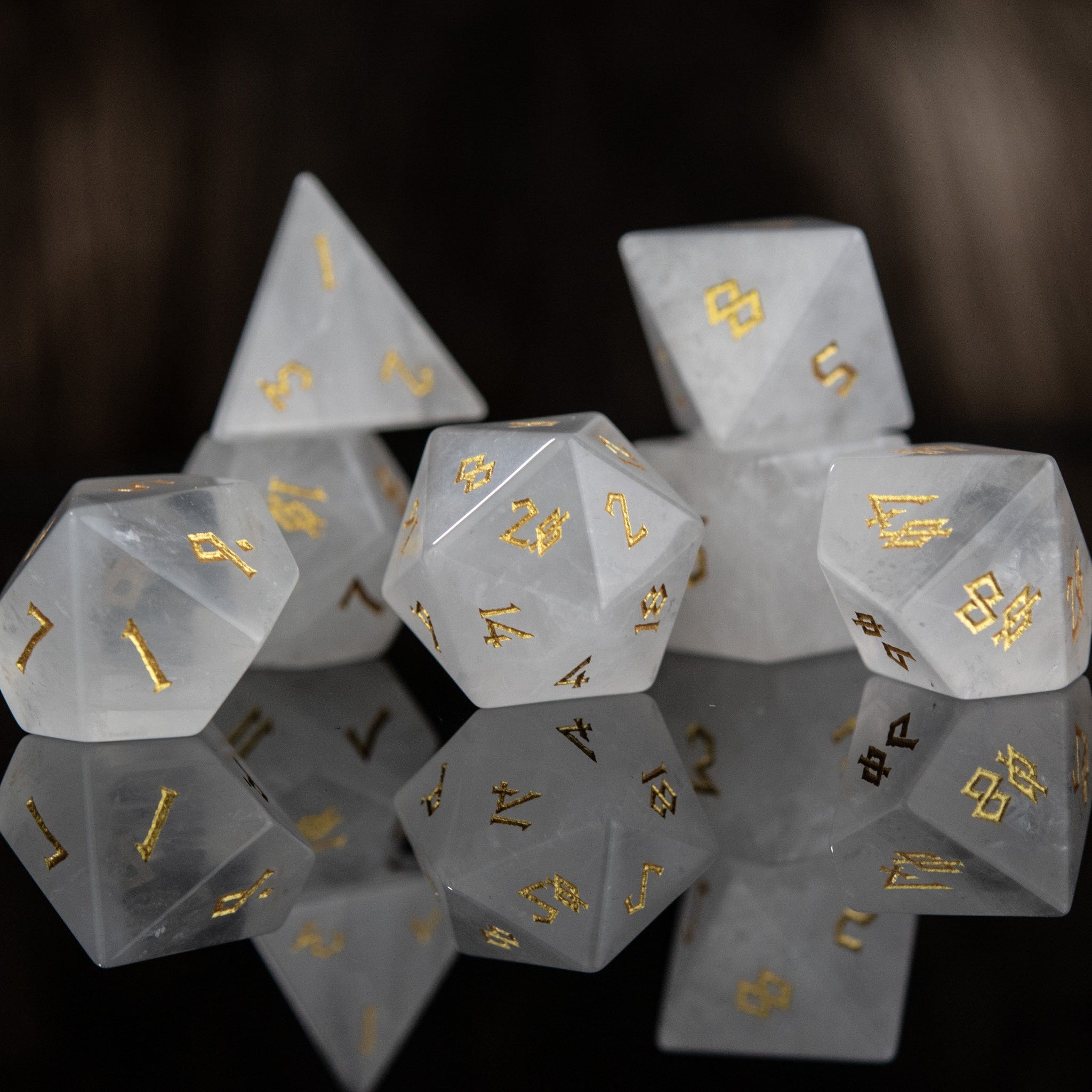 Misty Mountain Gaming Stone/Glass Crystal Quartz Stone Dice Set