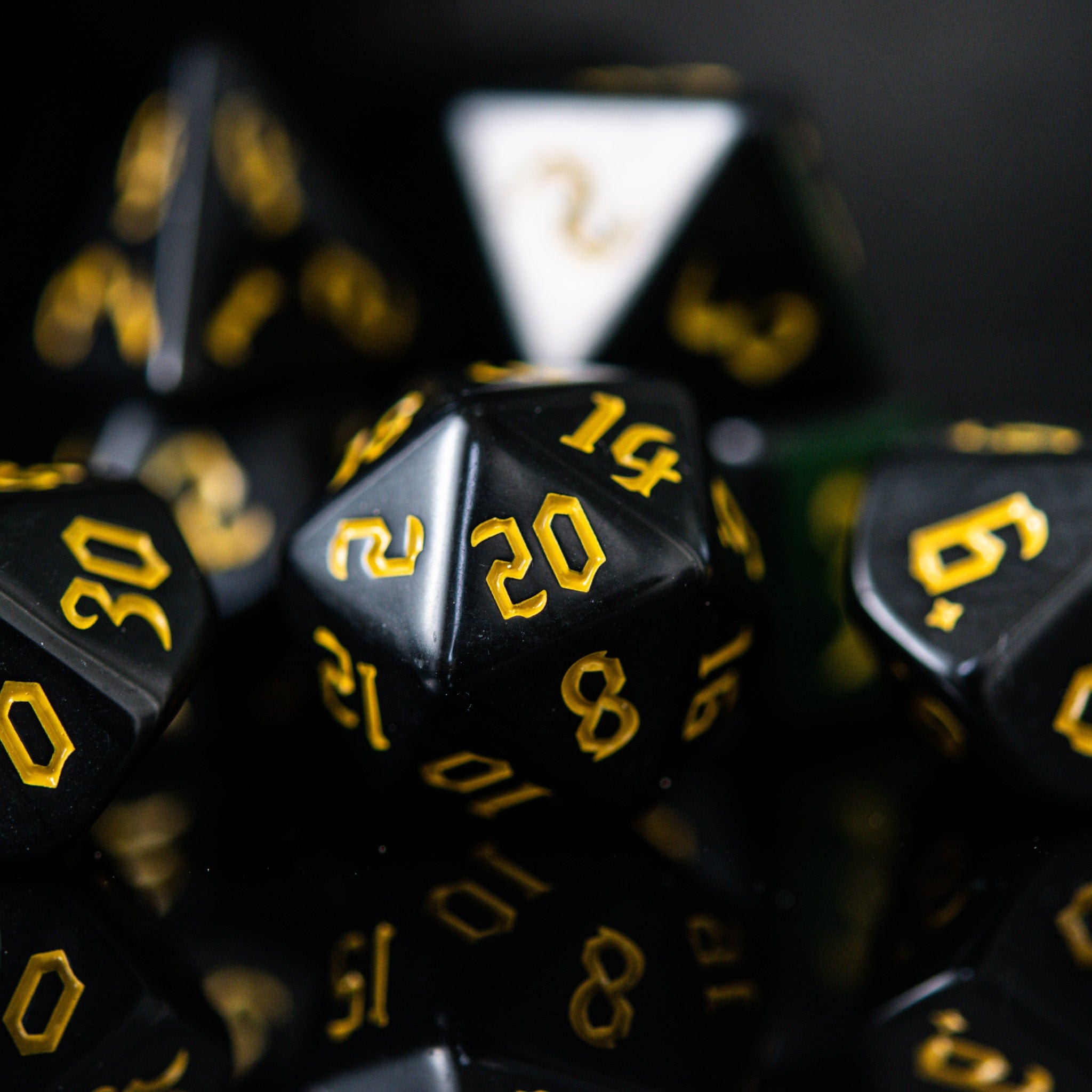 Misty Mountain Gaming Acrylic Dice Dark Cathedral Yellow Acrylic Dice Set