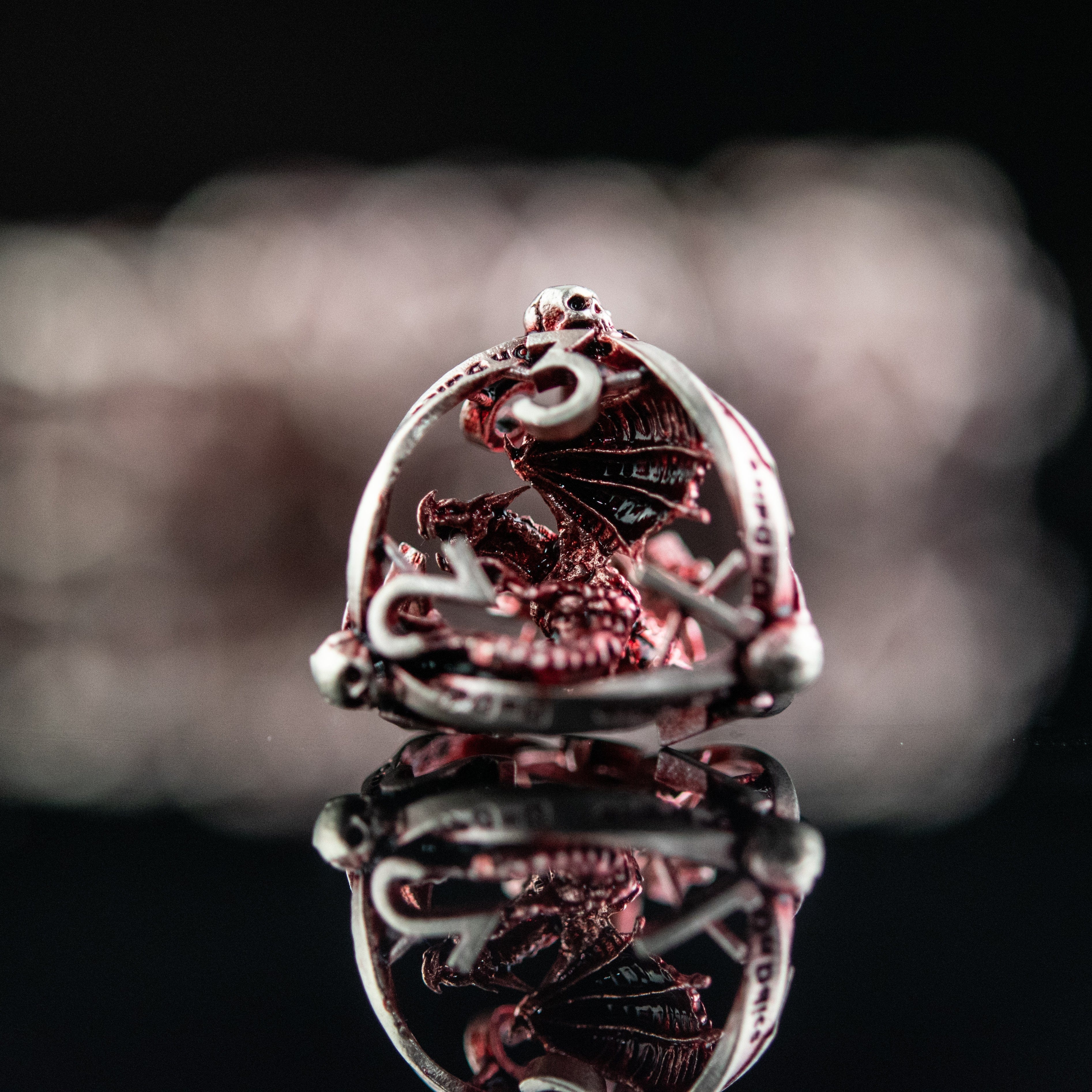 Misty Mountain Gaming hollow Draco Immortui Hollow Metal Dice Set - Red and Silver