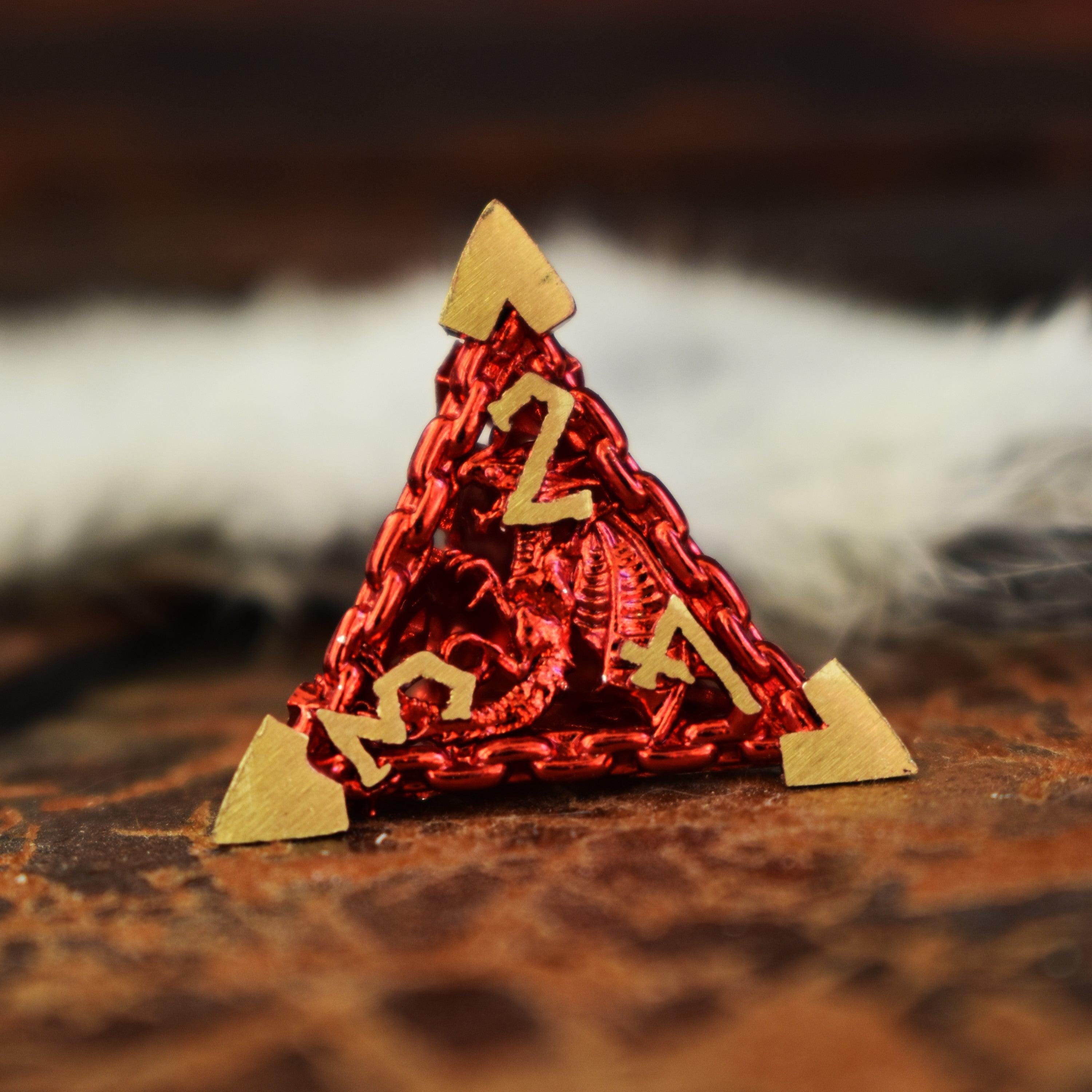 Misty Mountain Gaming hollow Dragon's Lair Hollow Metal Dice Set - Red