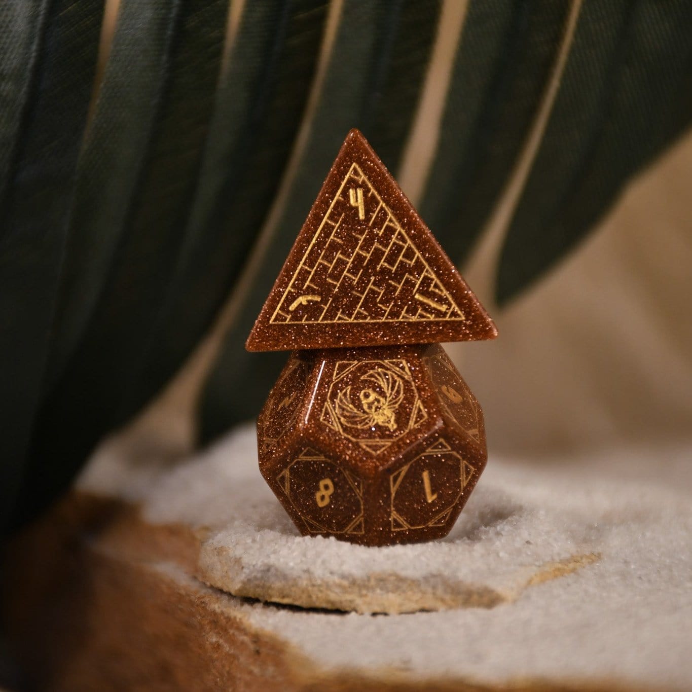 Misty Mountain Gaming Dice Egyptian Gold Sandstone Stone Dice Set - Dice Around the World Collection