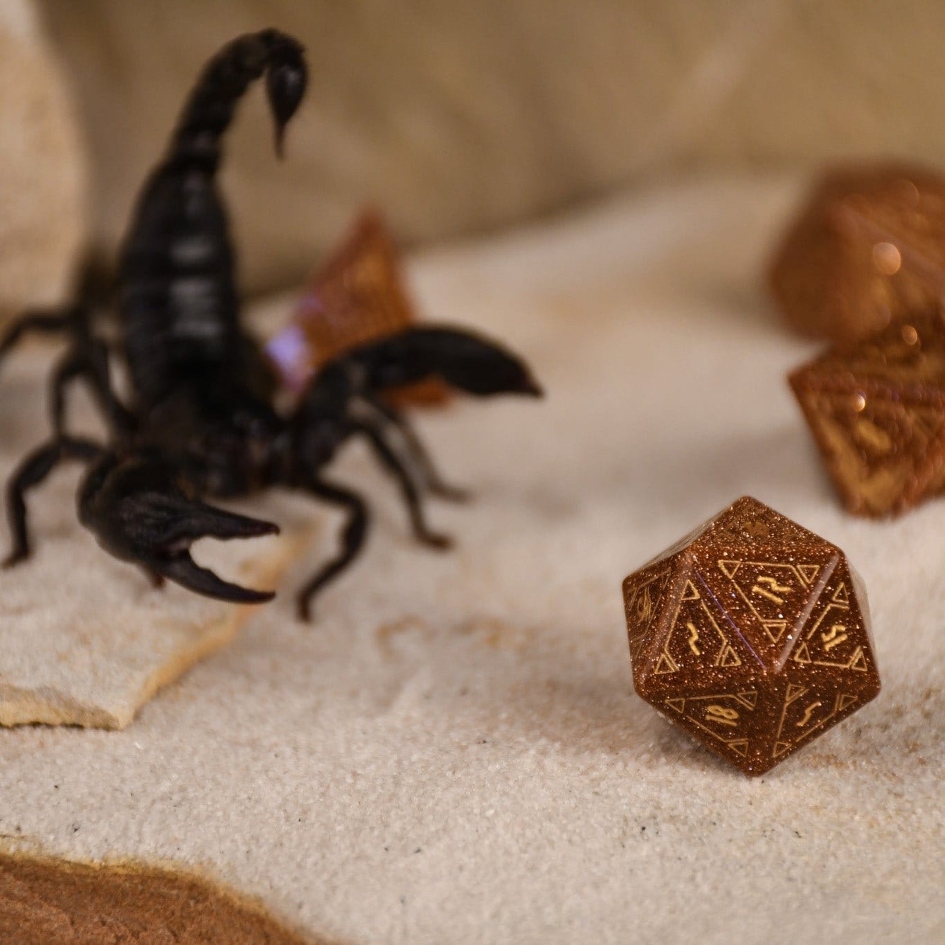 Misty Mountain Gaming Dice Egyptian Gold Sandstone Stone Dice Set - Dice Around the World Collection