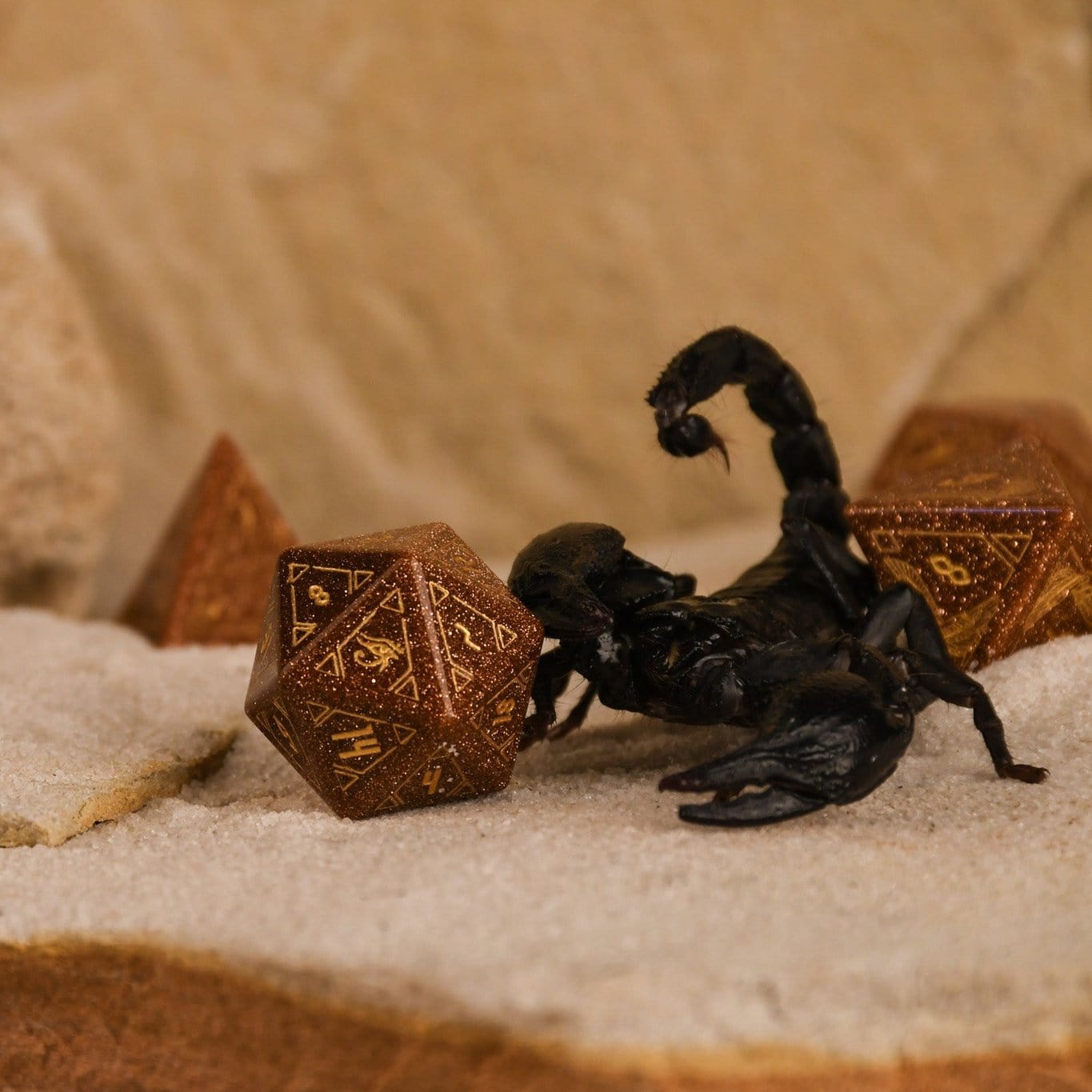 Misty Mountain Gaming Dice Egyptian Gold Sandstone Stone Dice Set - Dice Around the World Collection