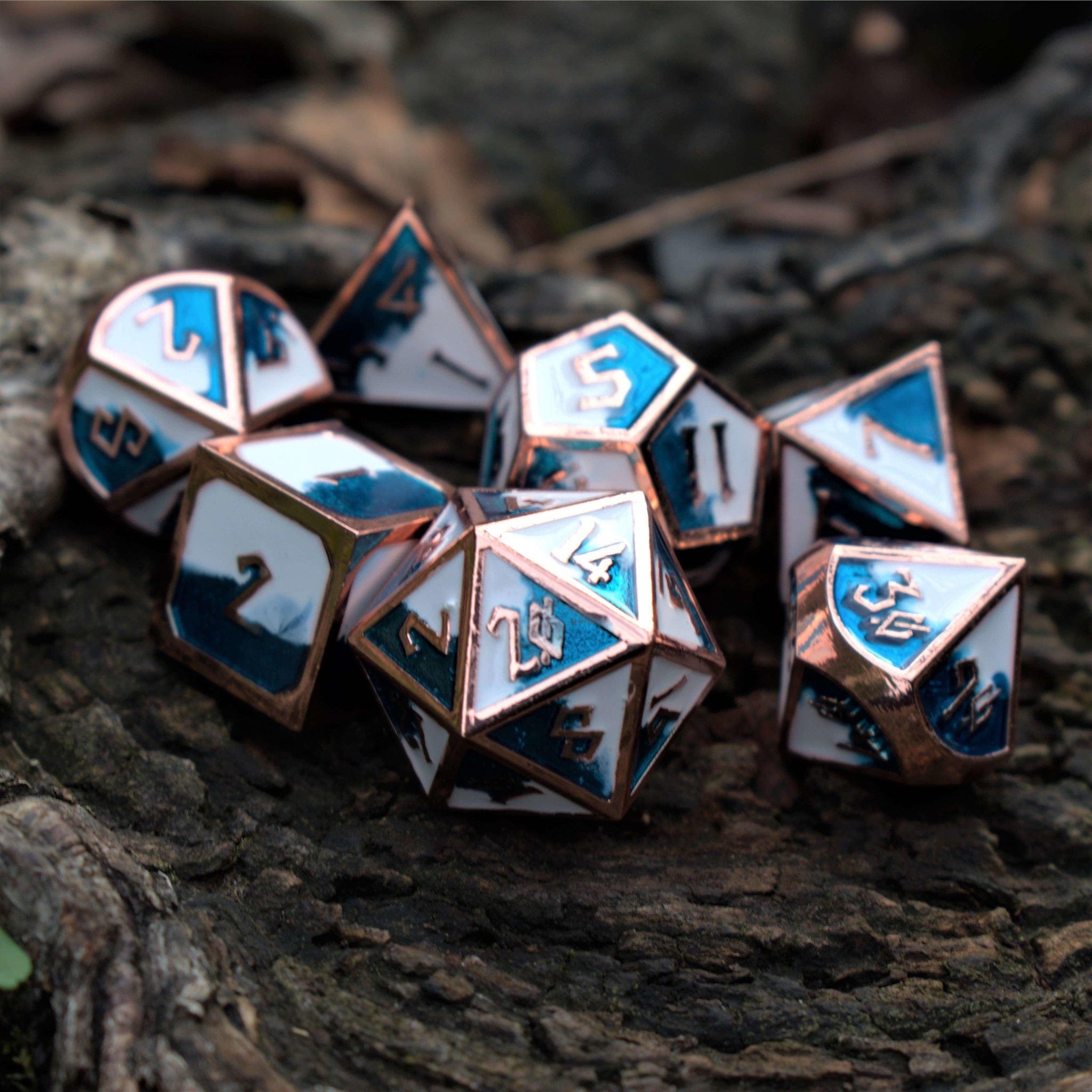 Misty Mountain Gaming Metal Elder Runes Cloudy Skies Metal Dice Set