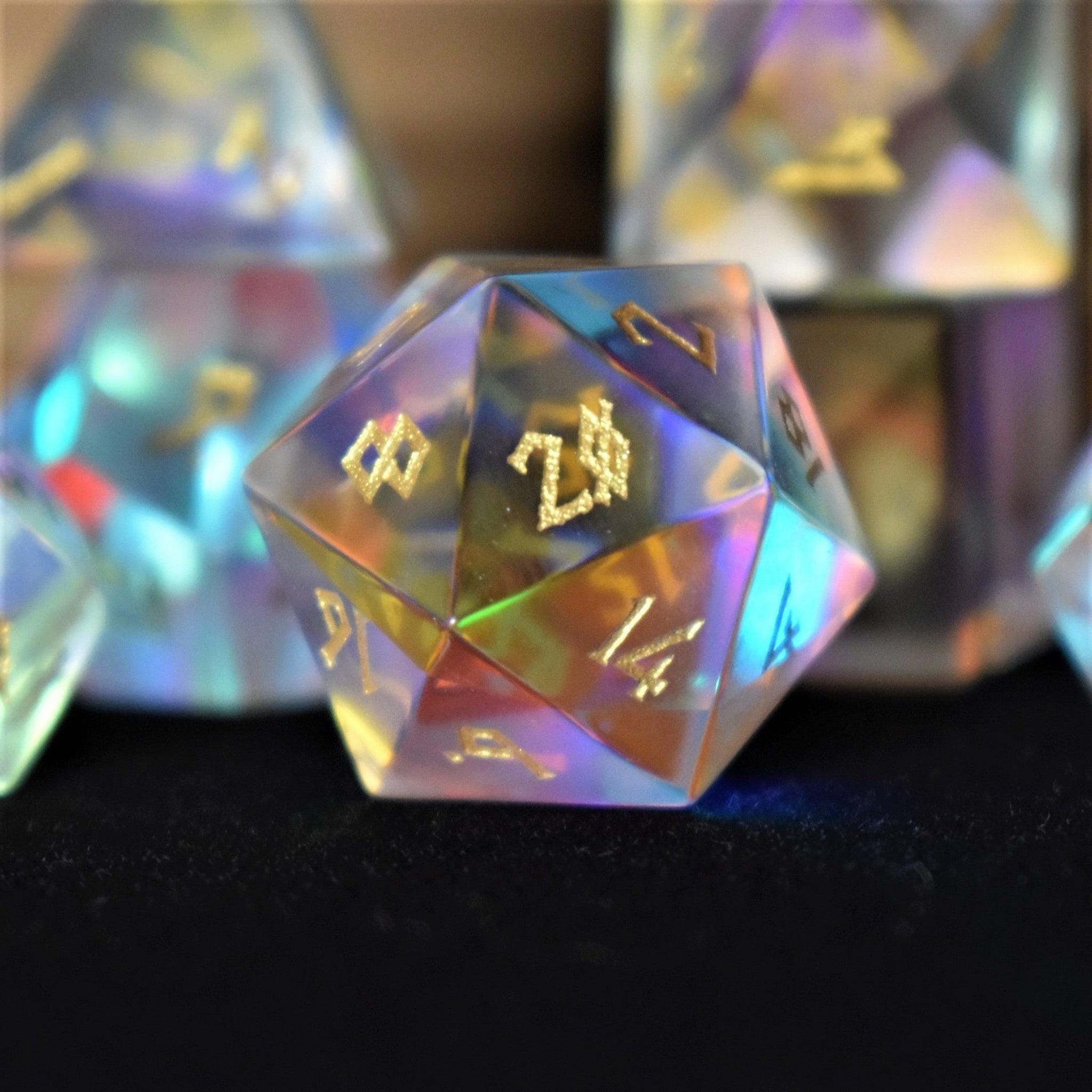 Misty Mountain Gaming Stone/Glass Elder Runes Prism Glass Dice Set