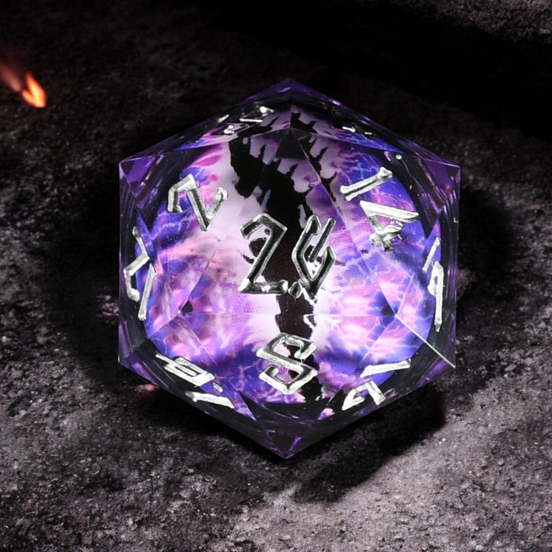 Misty Mountain Gaming Liquid Core Enchanted Dragon Eye (Black/Silver) Liquid Core 50mm D20