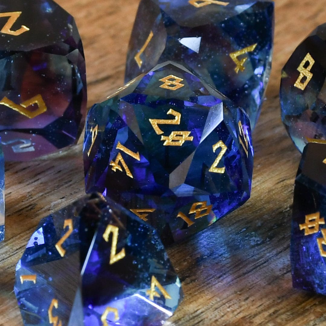 Misty Mountain Gaming Stone/Glass Enchanted Waters Multifaceted Glass Dice Set