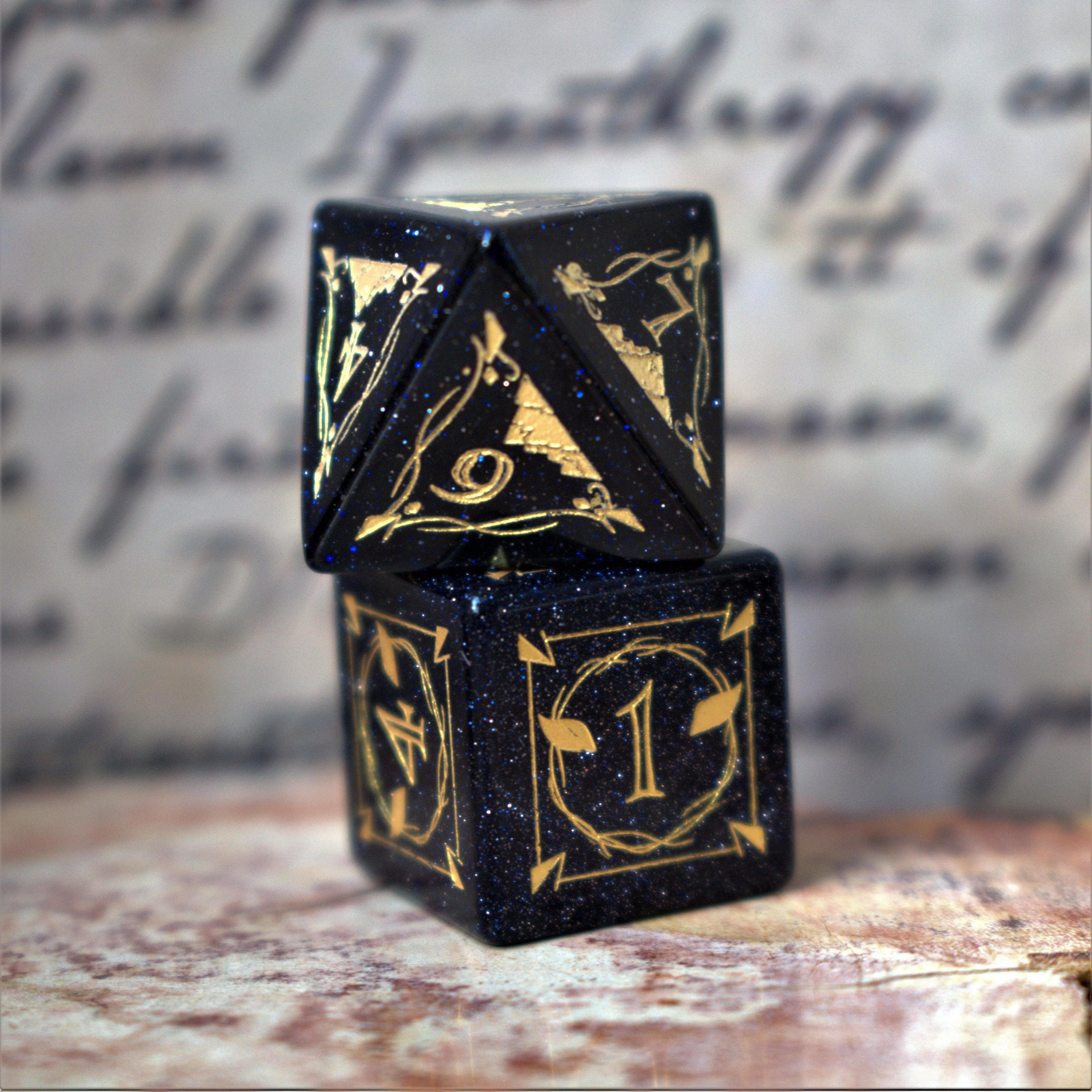 Misty Mountain Gaming Stone/Glass Fangs of Winter Blue Sandstone Stone Dice Set
