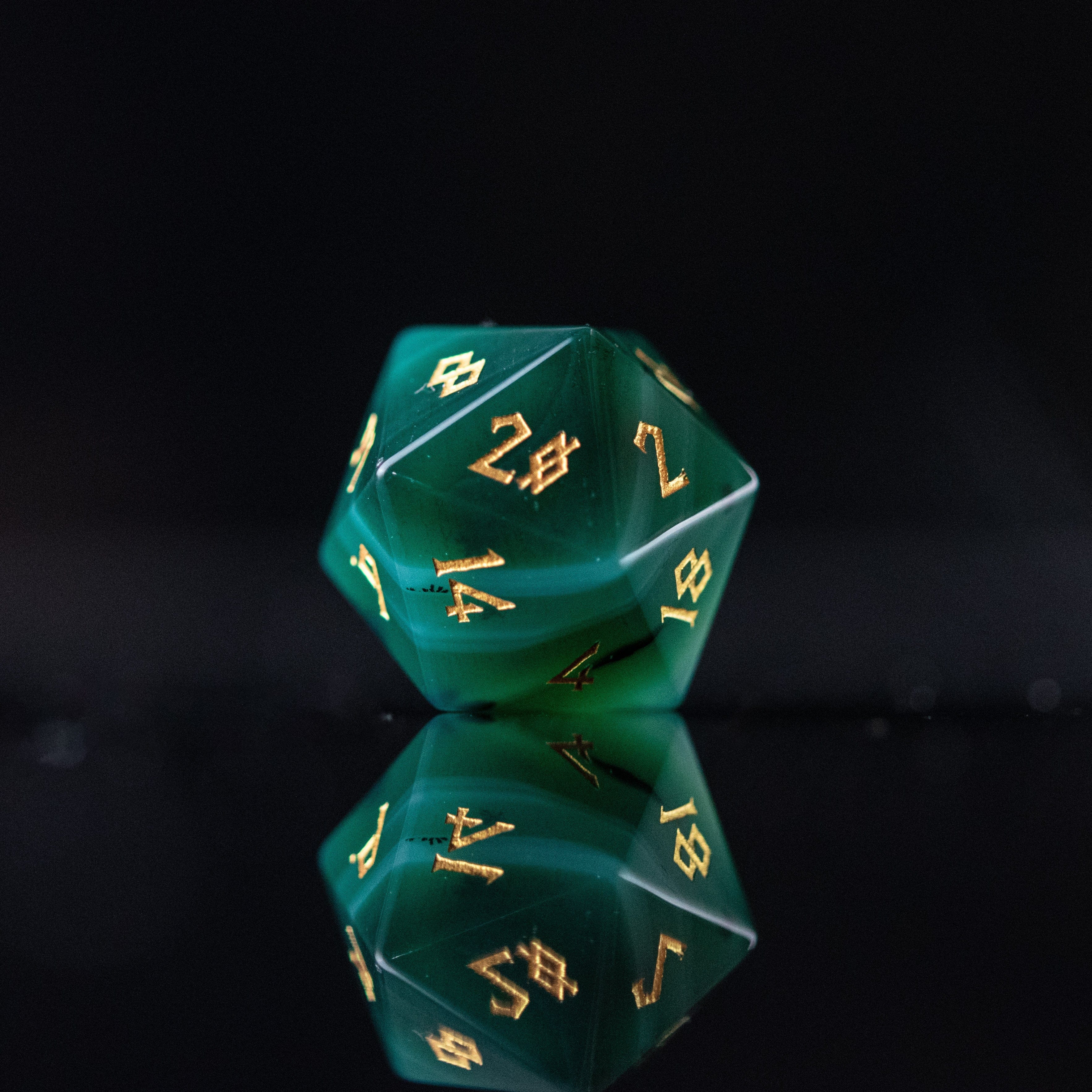 Misty Mountain Gaming Stone/Glass Green Agate Stone Dice Set