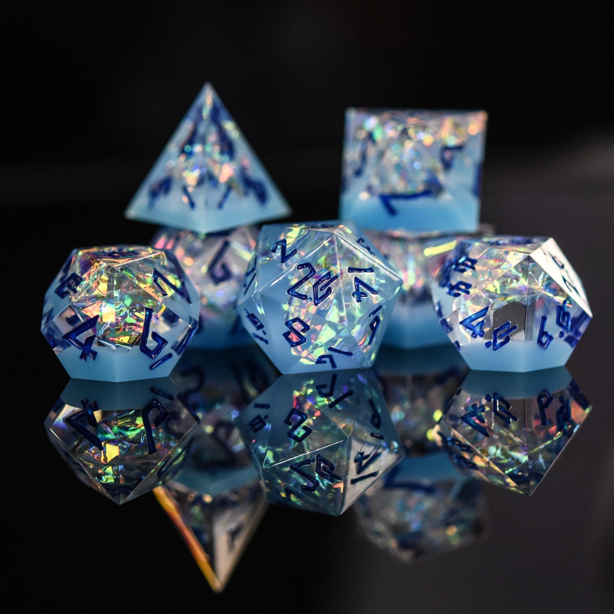 Misty Mountain Gaming Resin Ice Storm Sharp-Edged Resin Dice Set