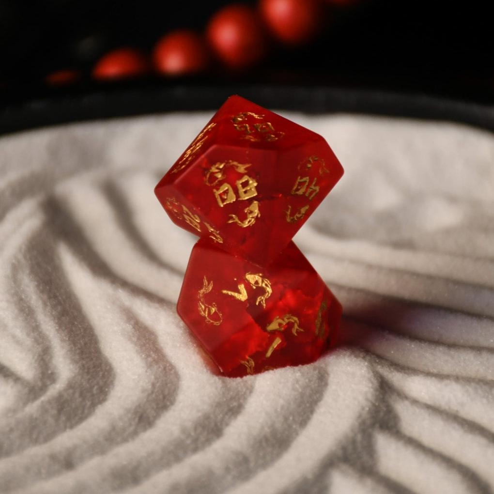 Misty Mountain Gaming Dice Japanese Frosted Red Glass Dice Set - Dice Around the World Collection