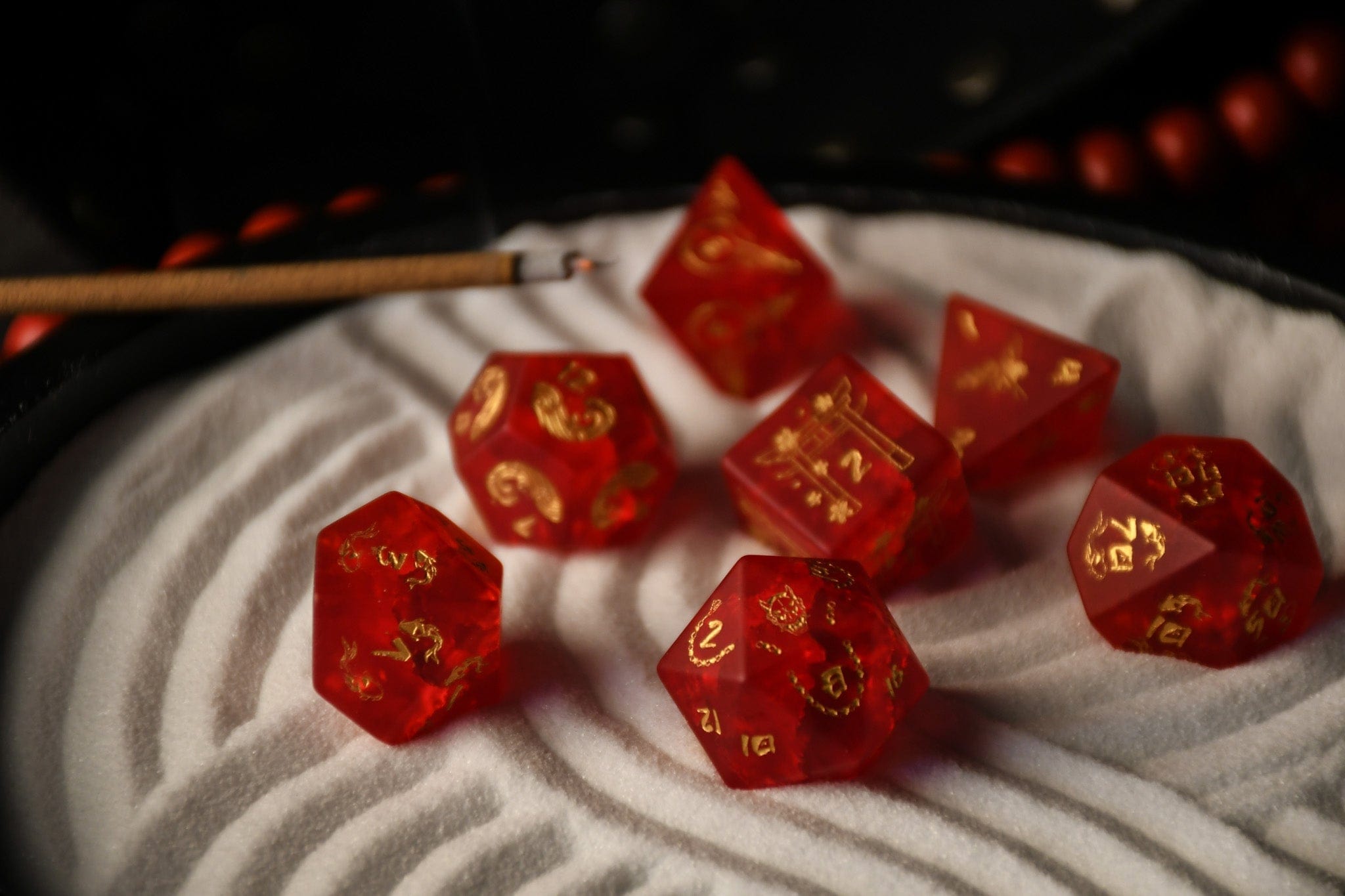 Misty Mountain Gaming Dice Japanese Frosted Red Glass Dice Set - Dice Around the World Collection