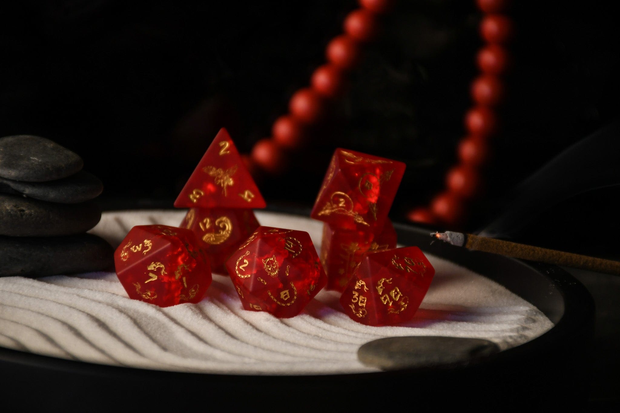 Misty Mountain Gaming Dice Japanese Frosted Red Glass Dice Set - Dice Around the World Collection