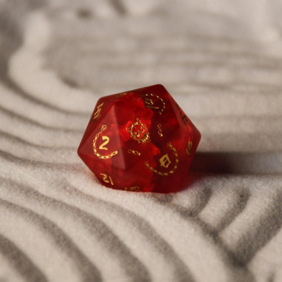 Misty Mountain Gaming Dice Japanese Frosted Red Glass Dice Set - Dice Around the World Collection