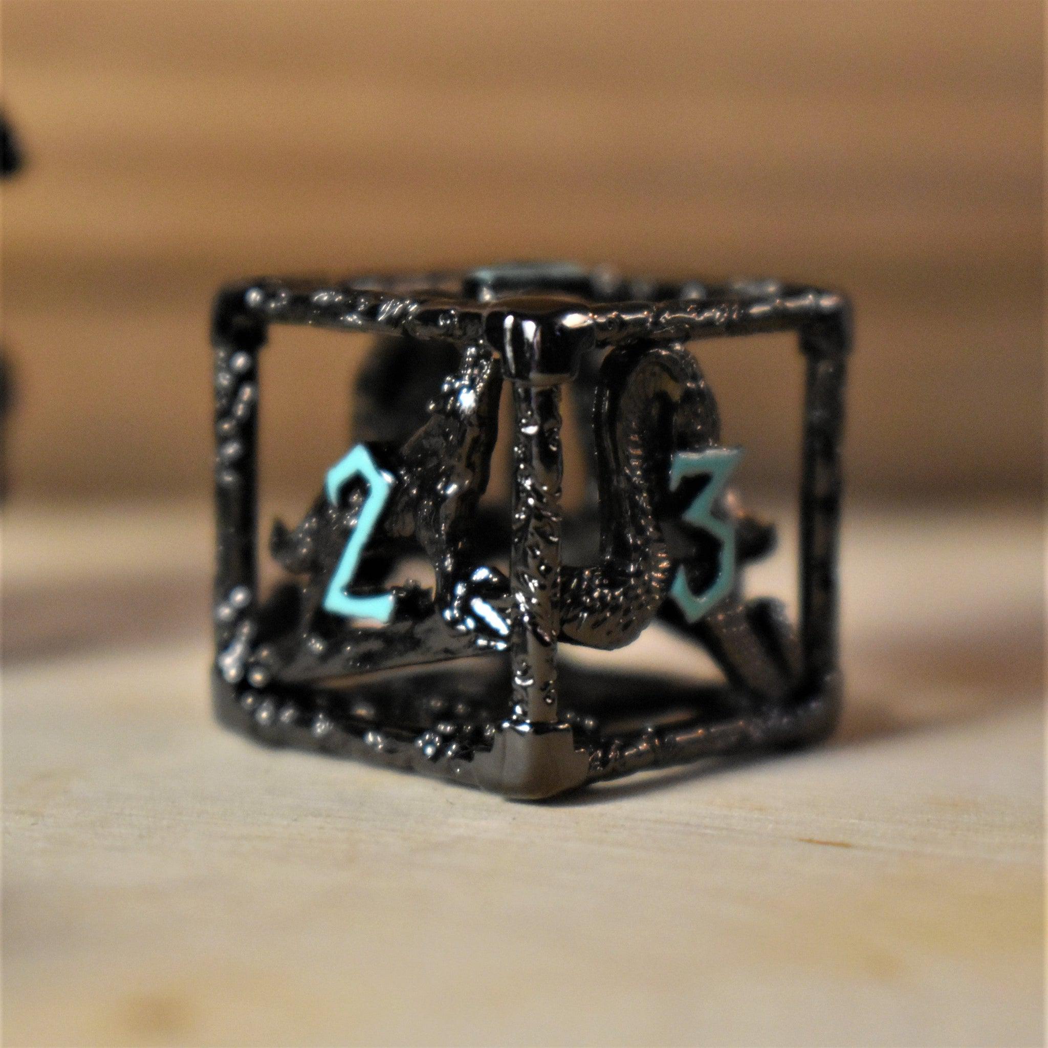 Misty Mountain Gaming hollow Legends of Valhalla - Black and Blue Hollow Metal Dice Set