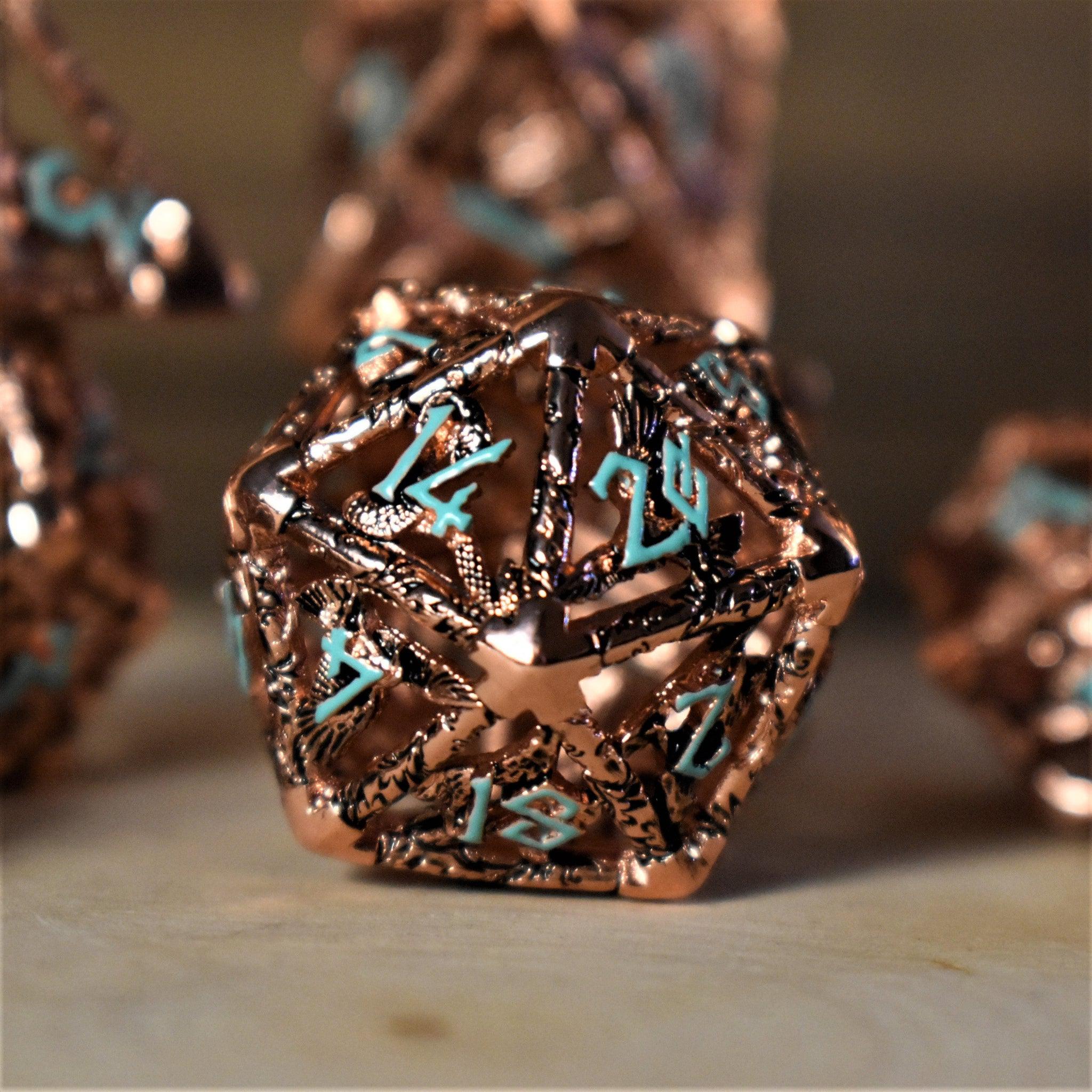 Misty Mountain Gaming hollow Legends of Valhalla - Copper and Blue Hollow Metal Dice Set