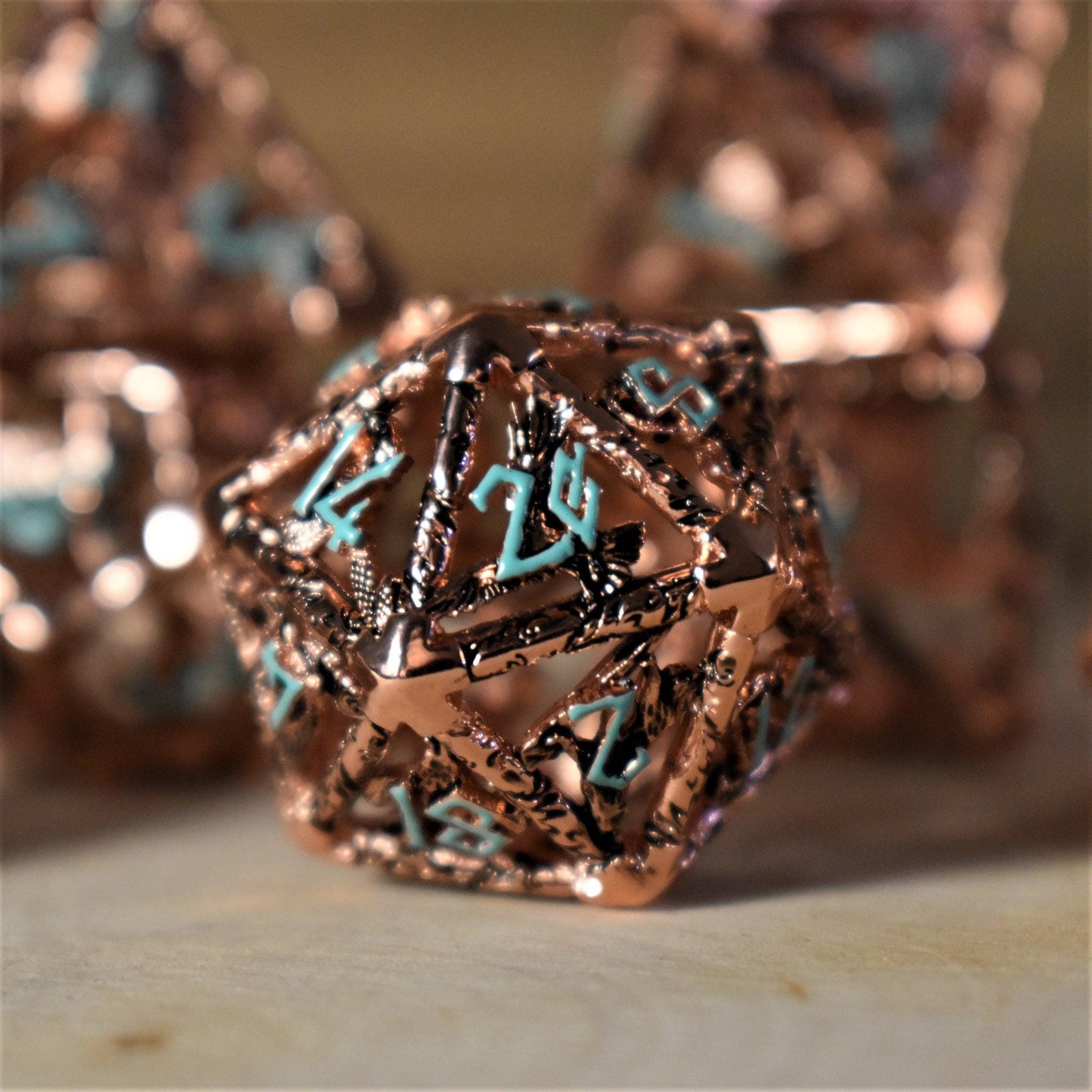 Misty Mountain Gaming hollow Legends of Valhalla - Copper and Blue Hollow Metal Dice Set