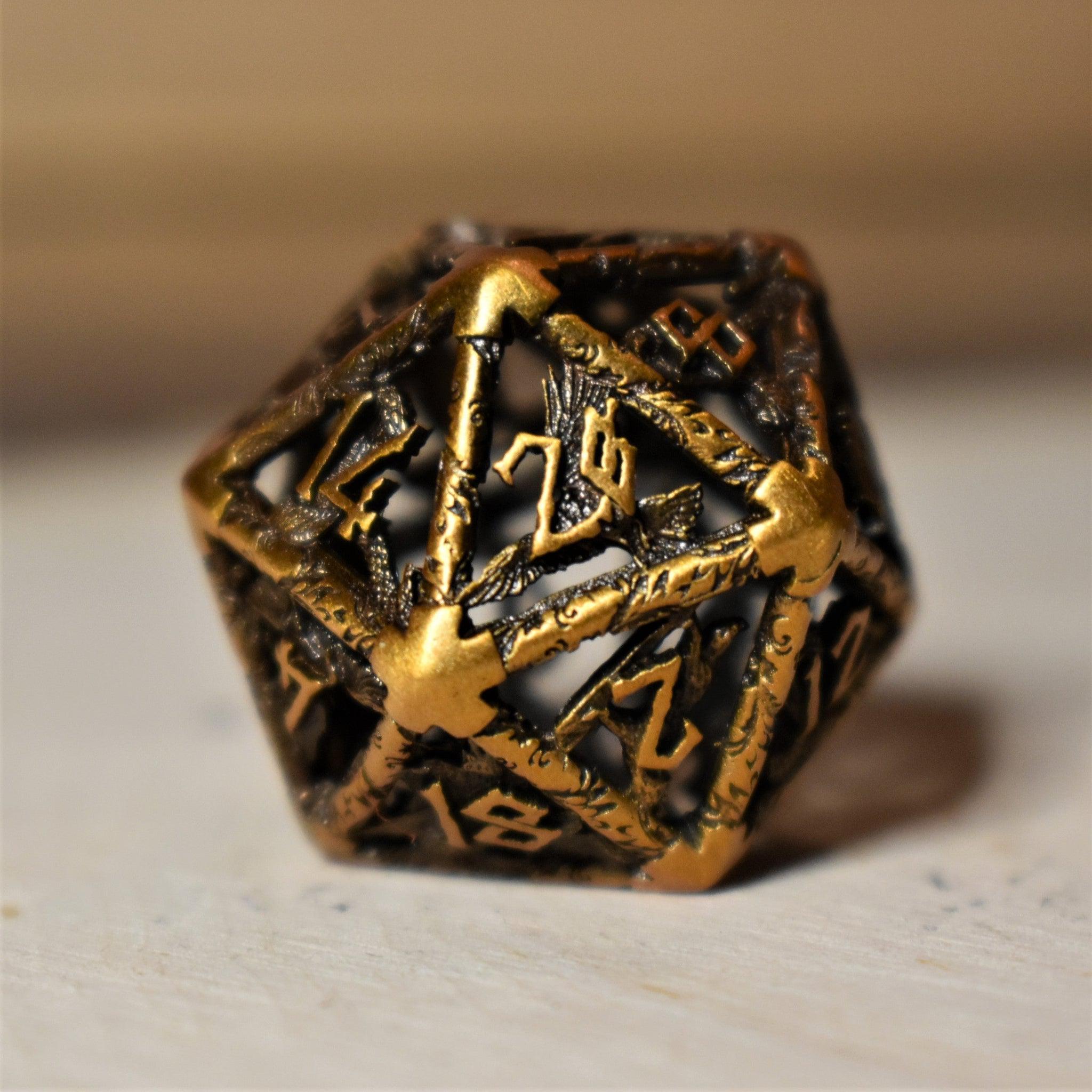 Misty Mountain Gaming hollow Legends of Valhalla - Golden Brass Hollow Metal Dice Set