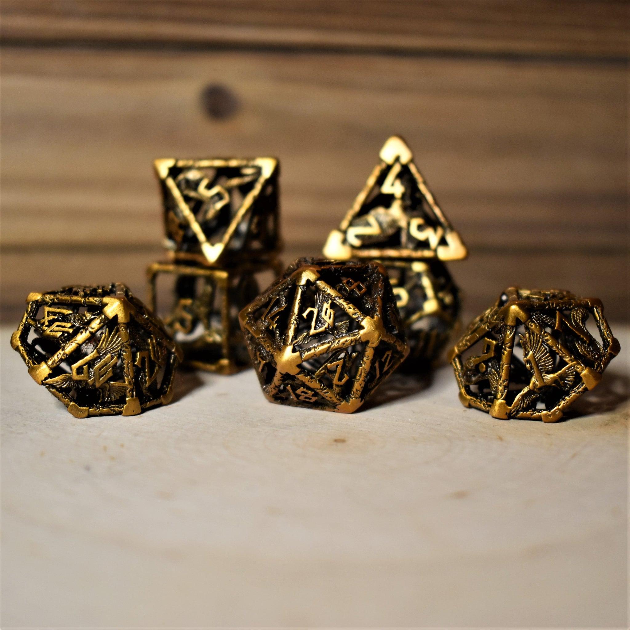 Misty Mountain Gaming hollow Legends of Valhalla - Golden Brass Hollow Metal Dice Set