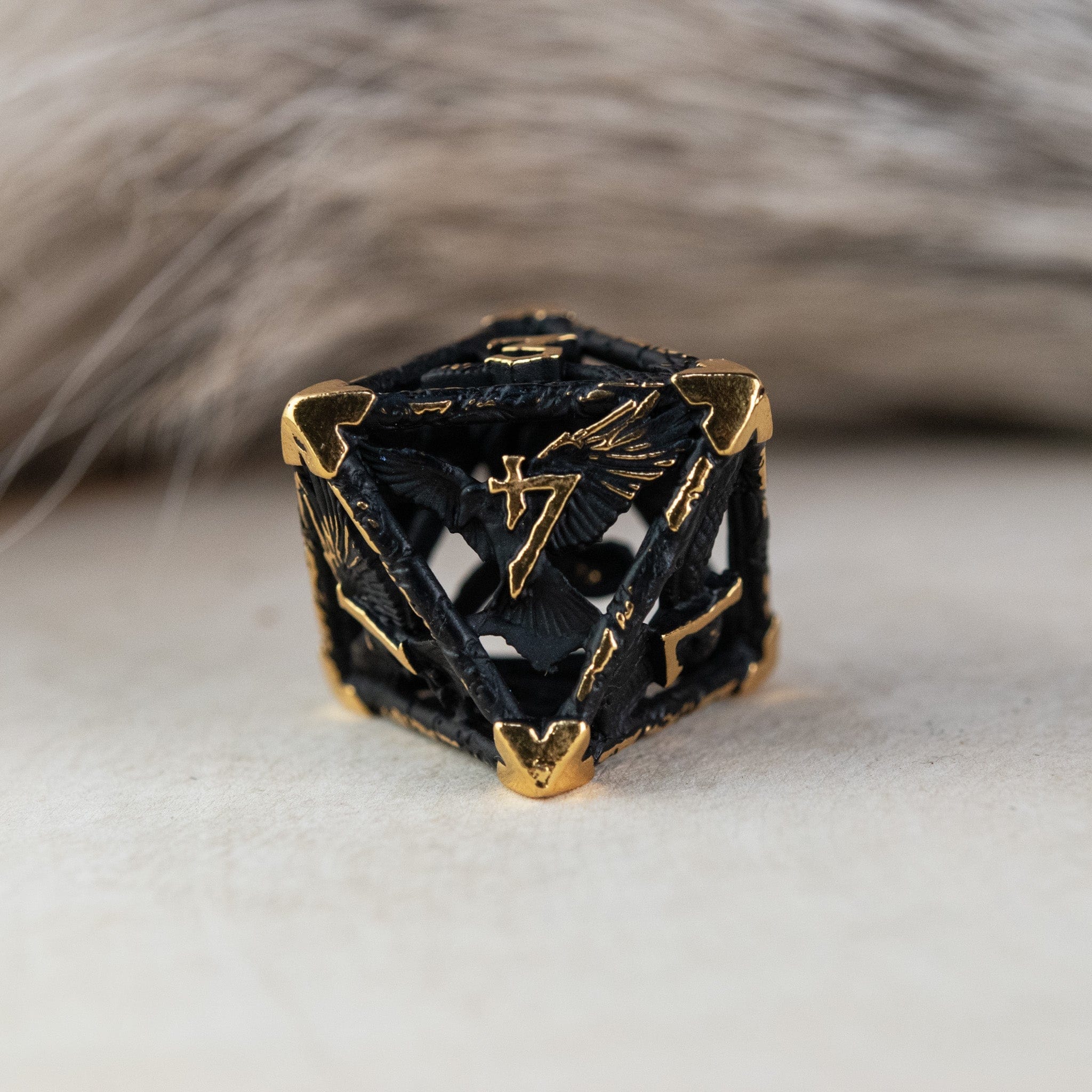 Misty Mountain Gaming DICE Legends of Valhalla - Matte Black and Gold Hollow Metal Dice Set