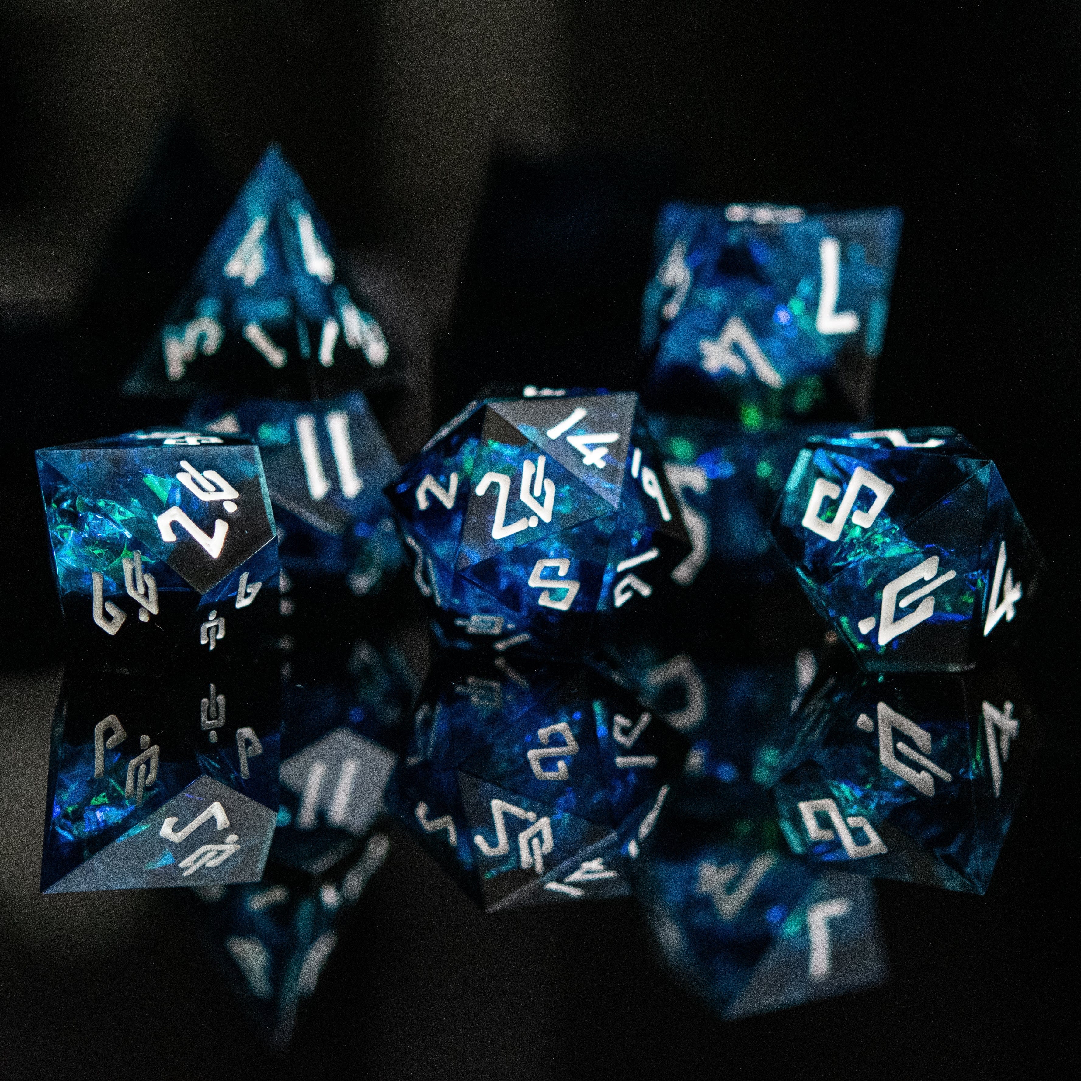 Misty Mountain Gaming Resin Moonbeam Sharp-Edged Resin Dice Set