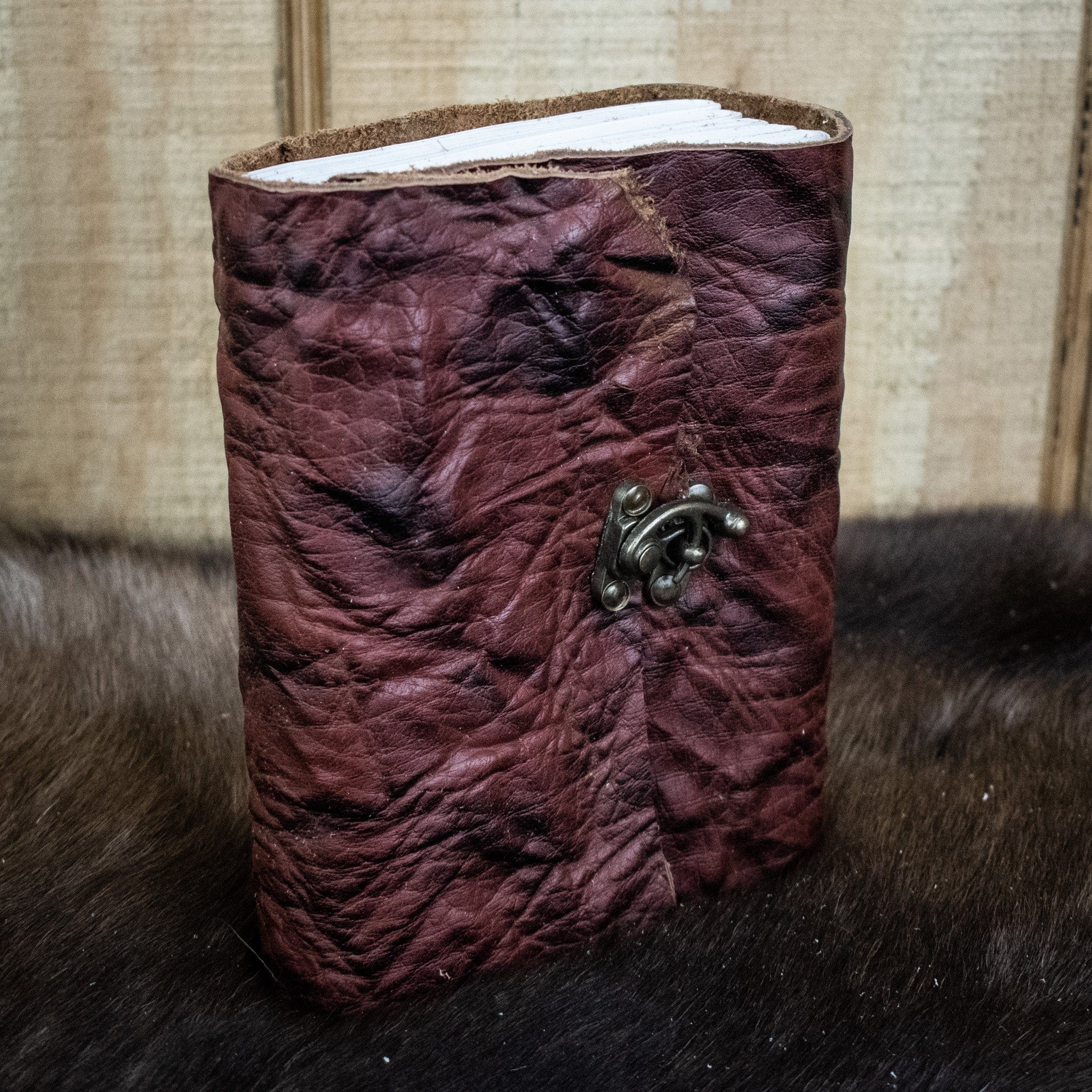 Misty Mountain Gaming Journal 5in x 6.5in Natural Edge Crunched Cowhide Leather Journal