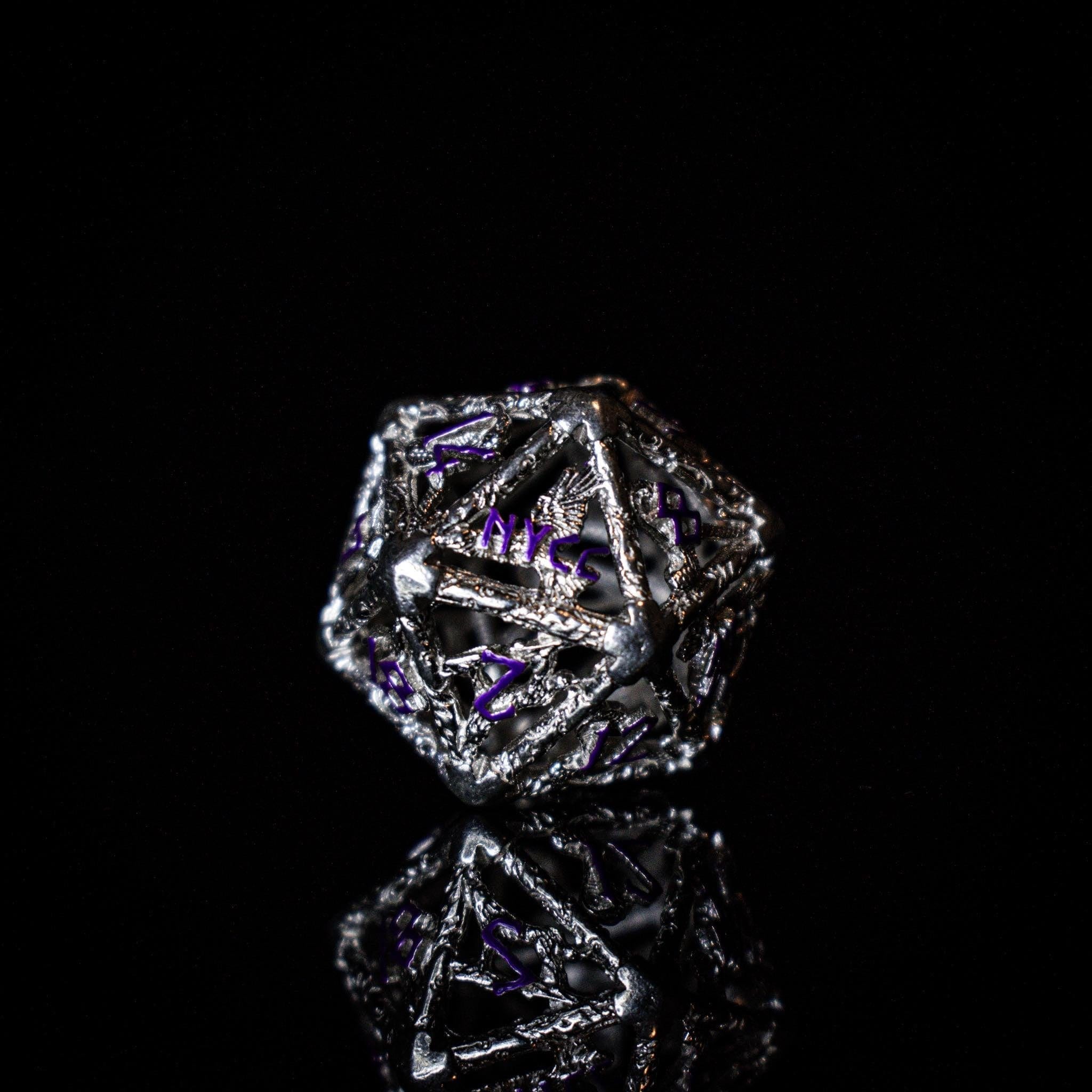 Misty Mountain Gaming hollow NYCC Exclusive Sterling Silver Dice Set - Purple