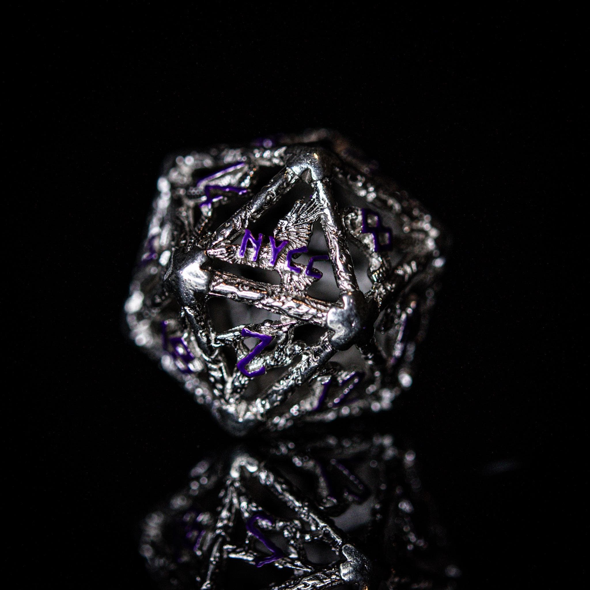 Misty Mountain Gaming hollow NYCC Exclusive Sterling Silver Dice Set - Purple