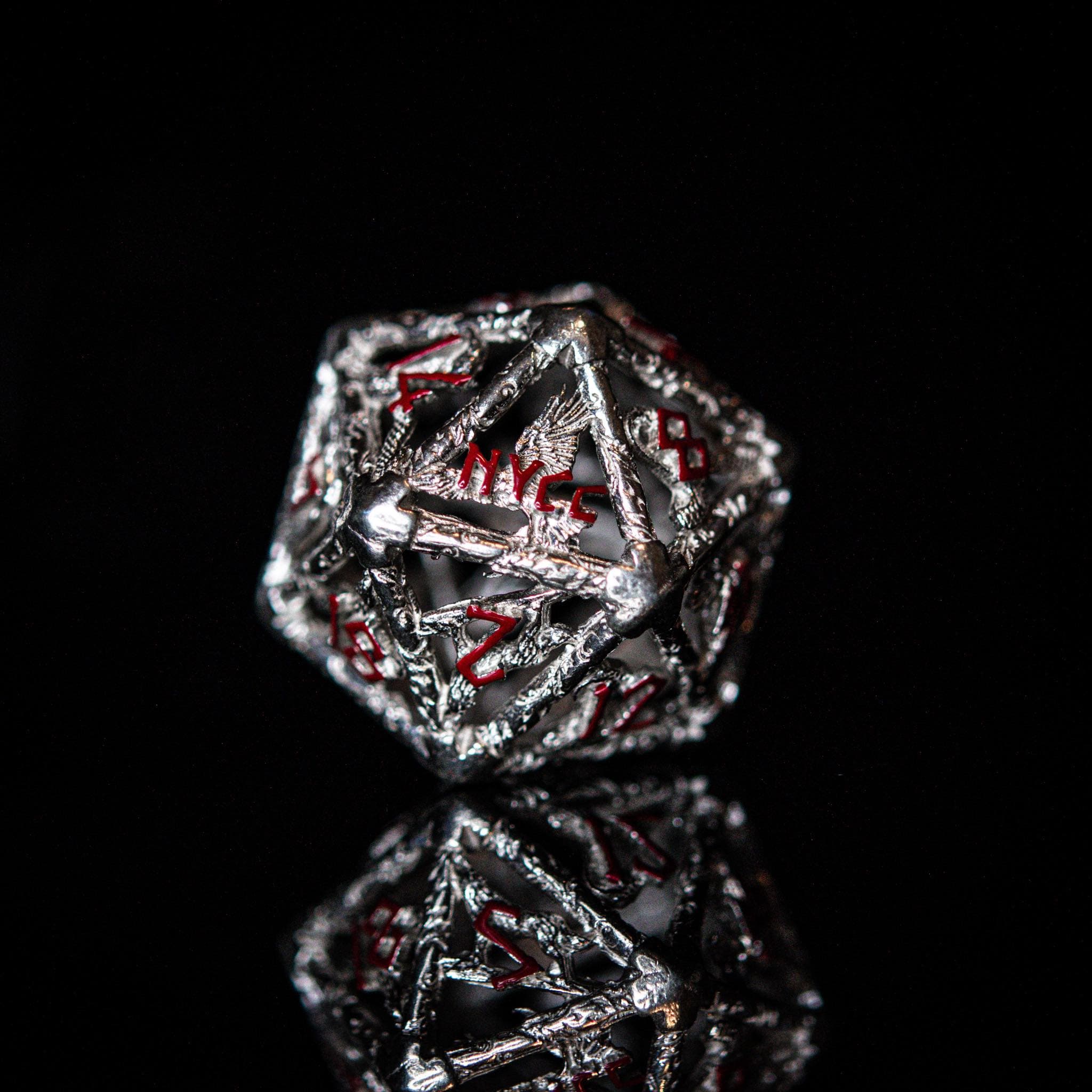 Misty Mountain Gaming hollow NYCC Exclusive Sterling Silver Dice Set - Red