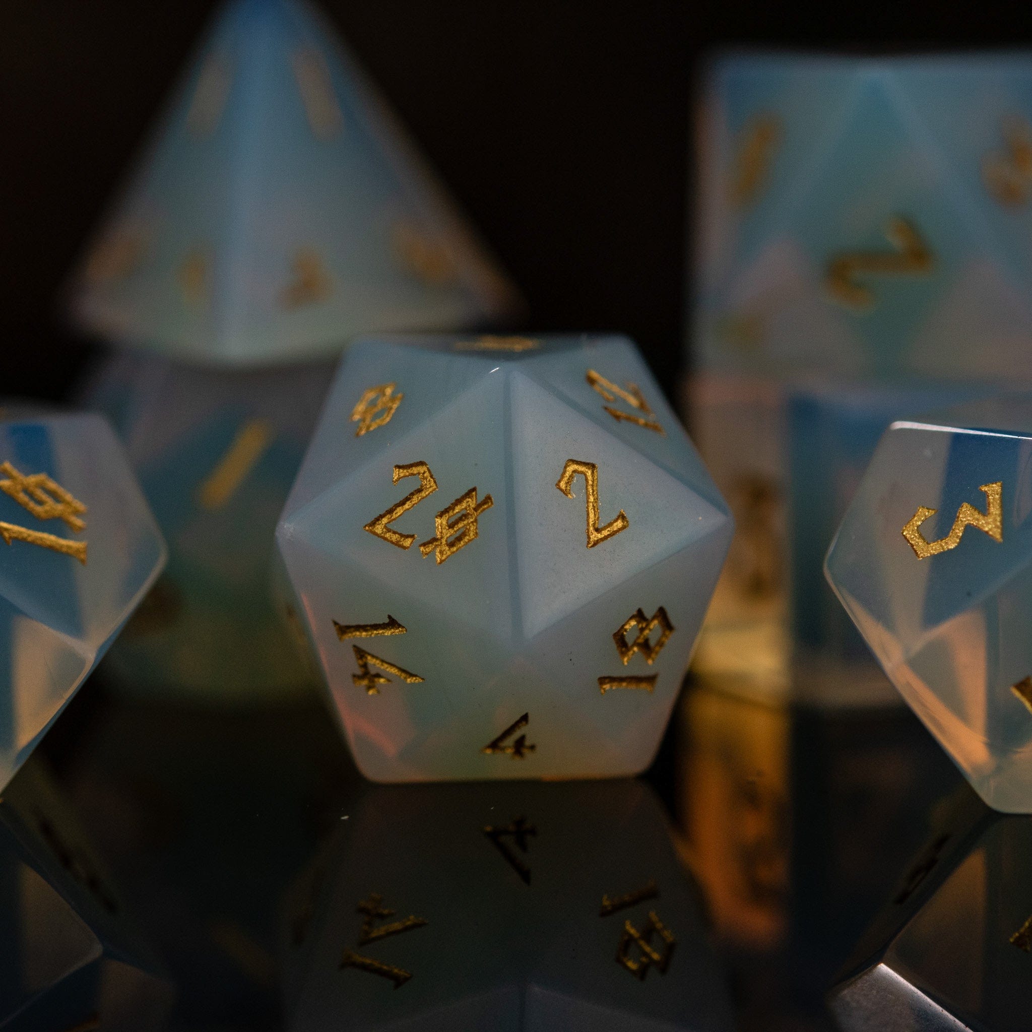 Misty Mountain Gaming Stone/Glass Opalite Stone Dice Set