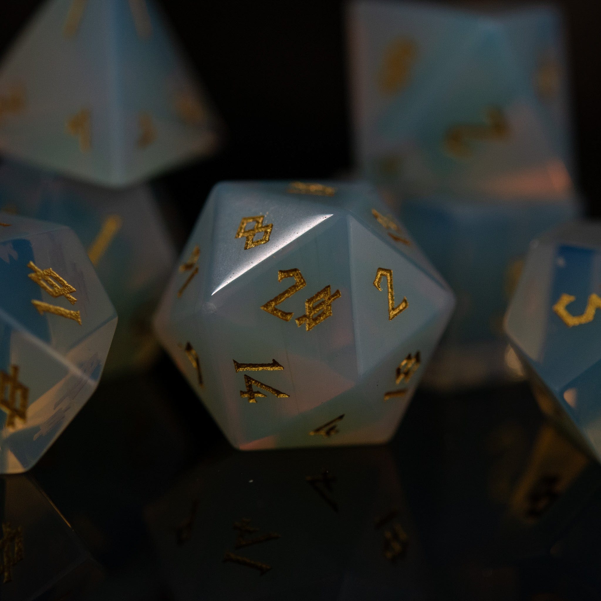 Misty Mountain Gaming Stone/Glass Opalite Stone Dice Set