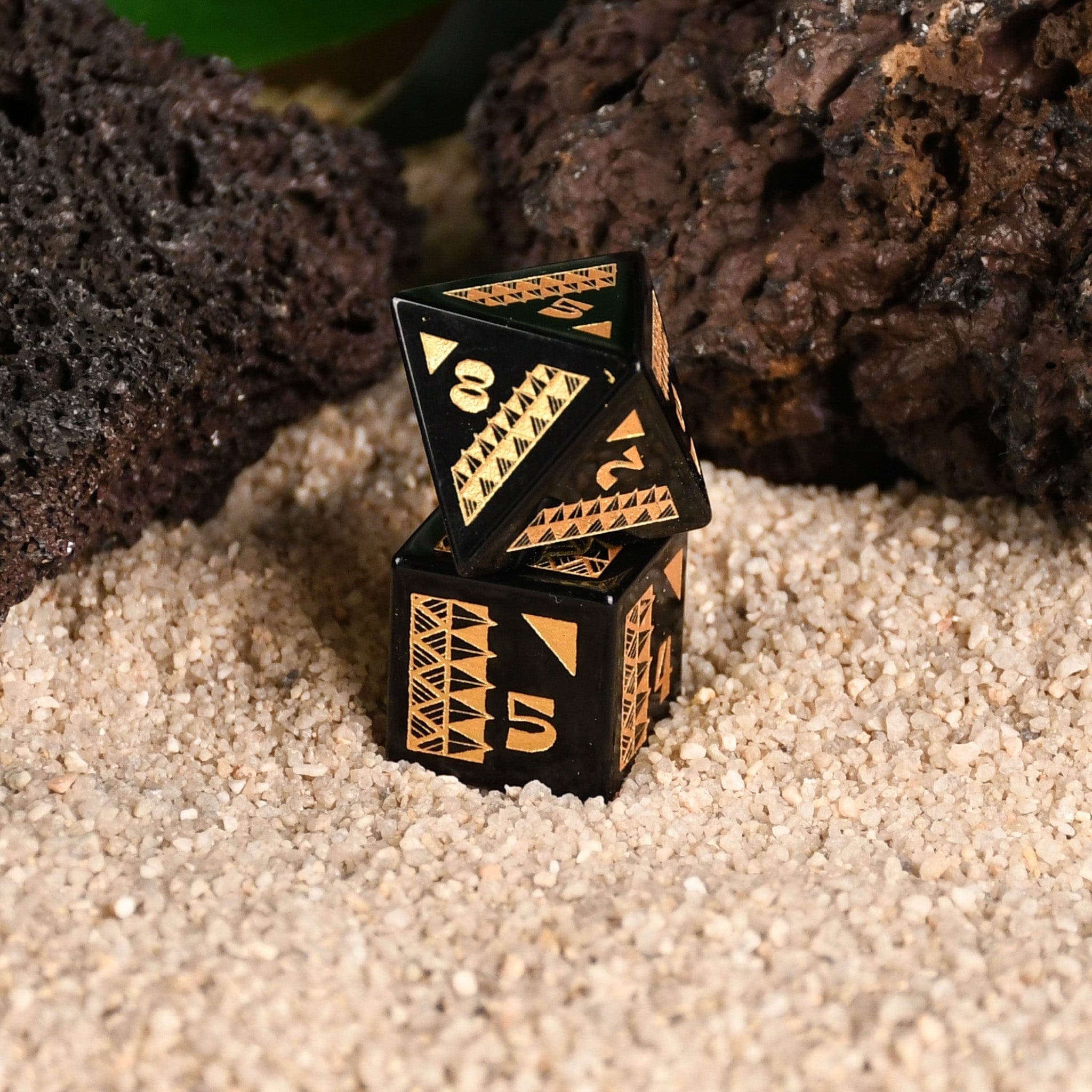 Misty Mountain Gaming Dice Polynesian Black Obsidian Stone Dice Set - Dice Around the World Collection