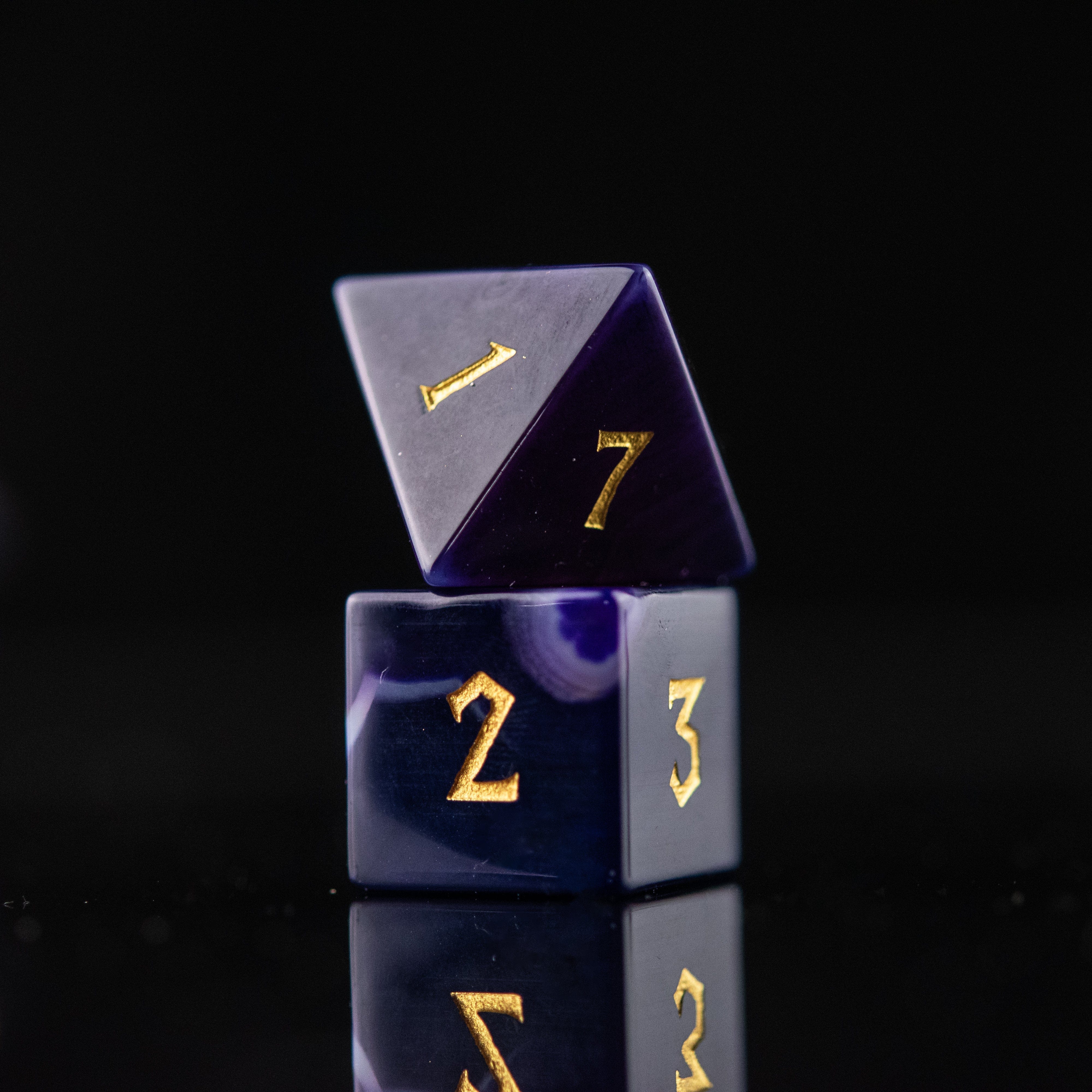 Misty Mountain Gaming Stone/Glass Purple Agate Stone Dice Set