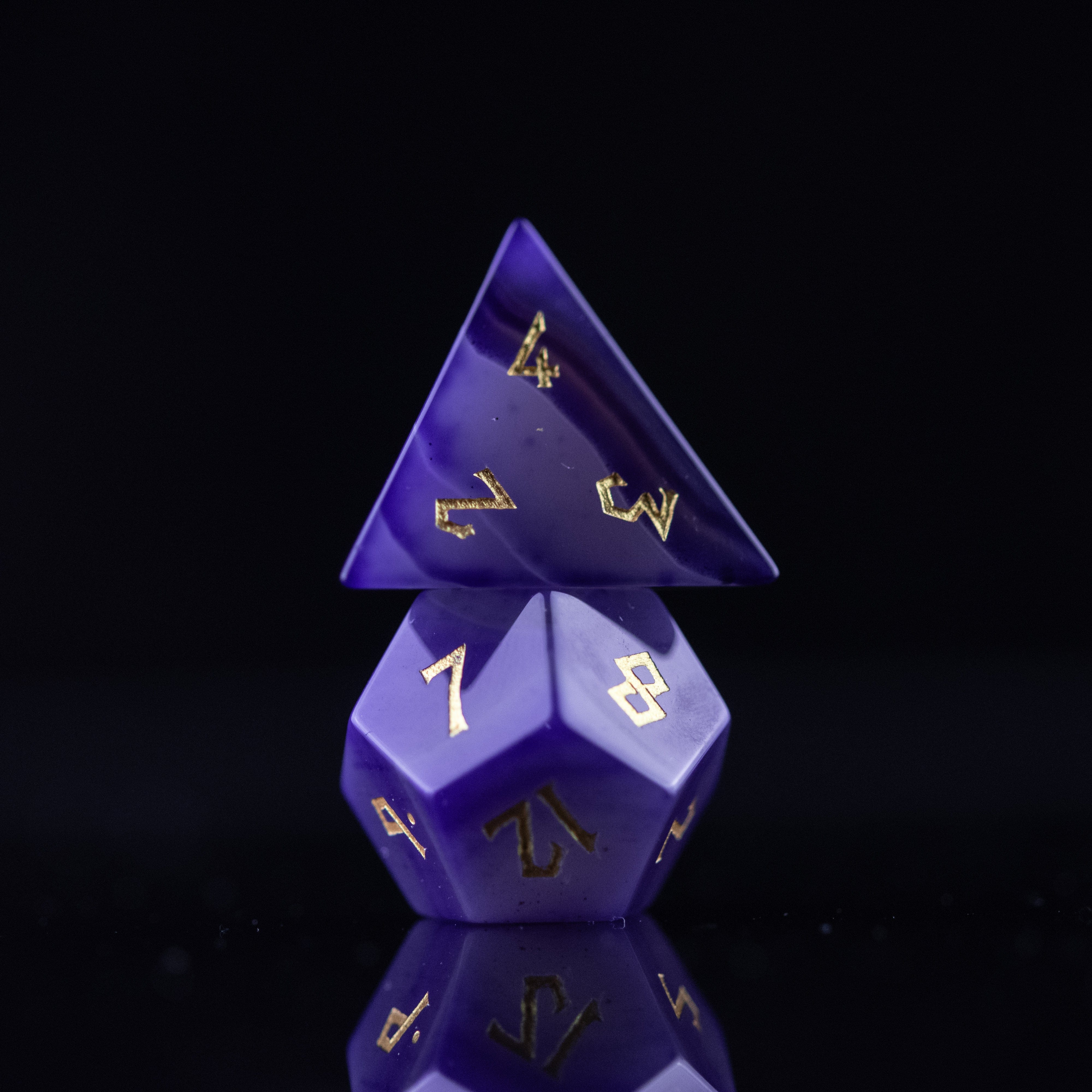 Misty Mountain Gaming Stone/Glass Purple Agate Stone Dice Set
