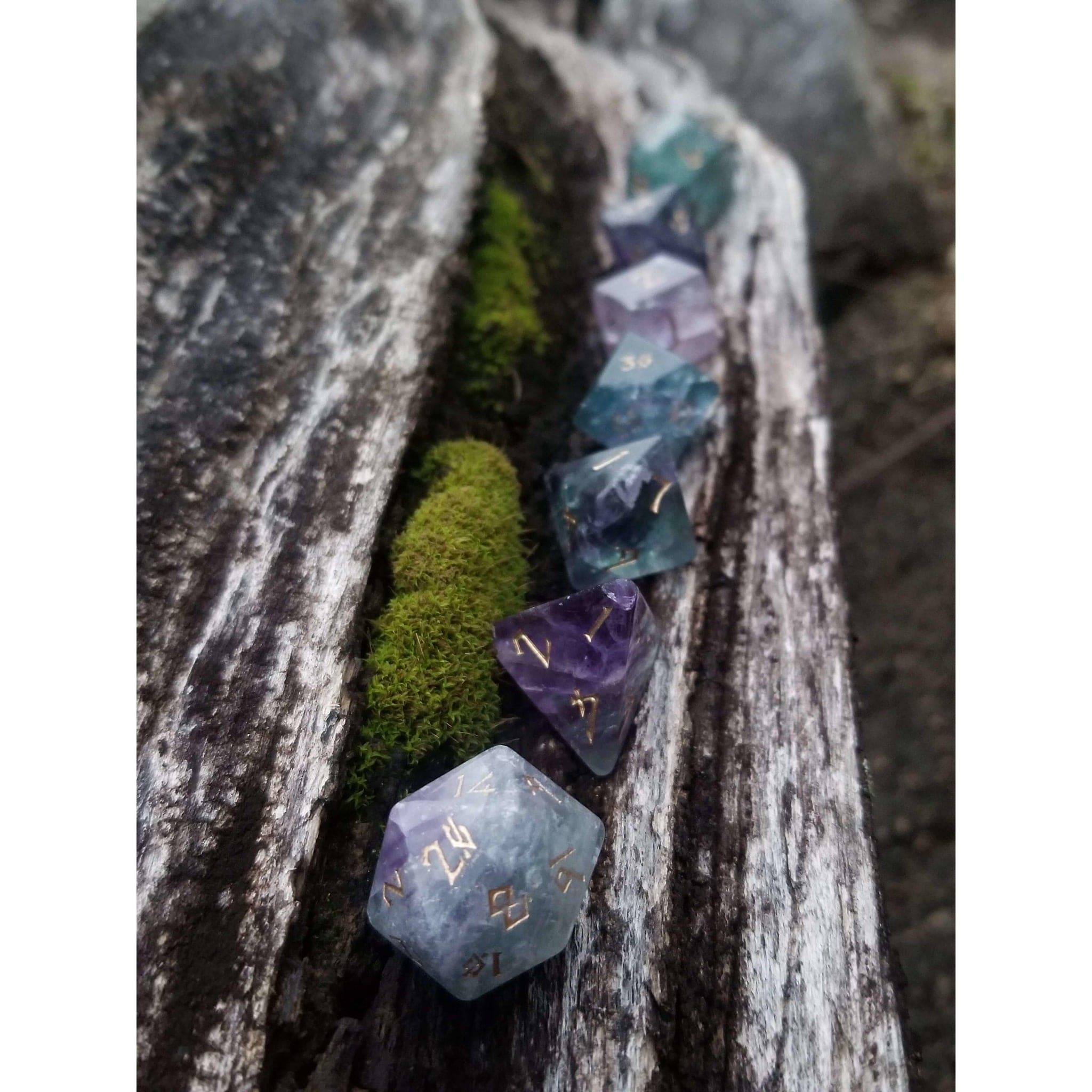 Misty Mountain Gaming Stone/Glass Purple Fluorite Stone Dice Set