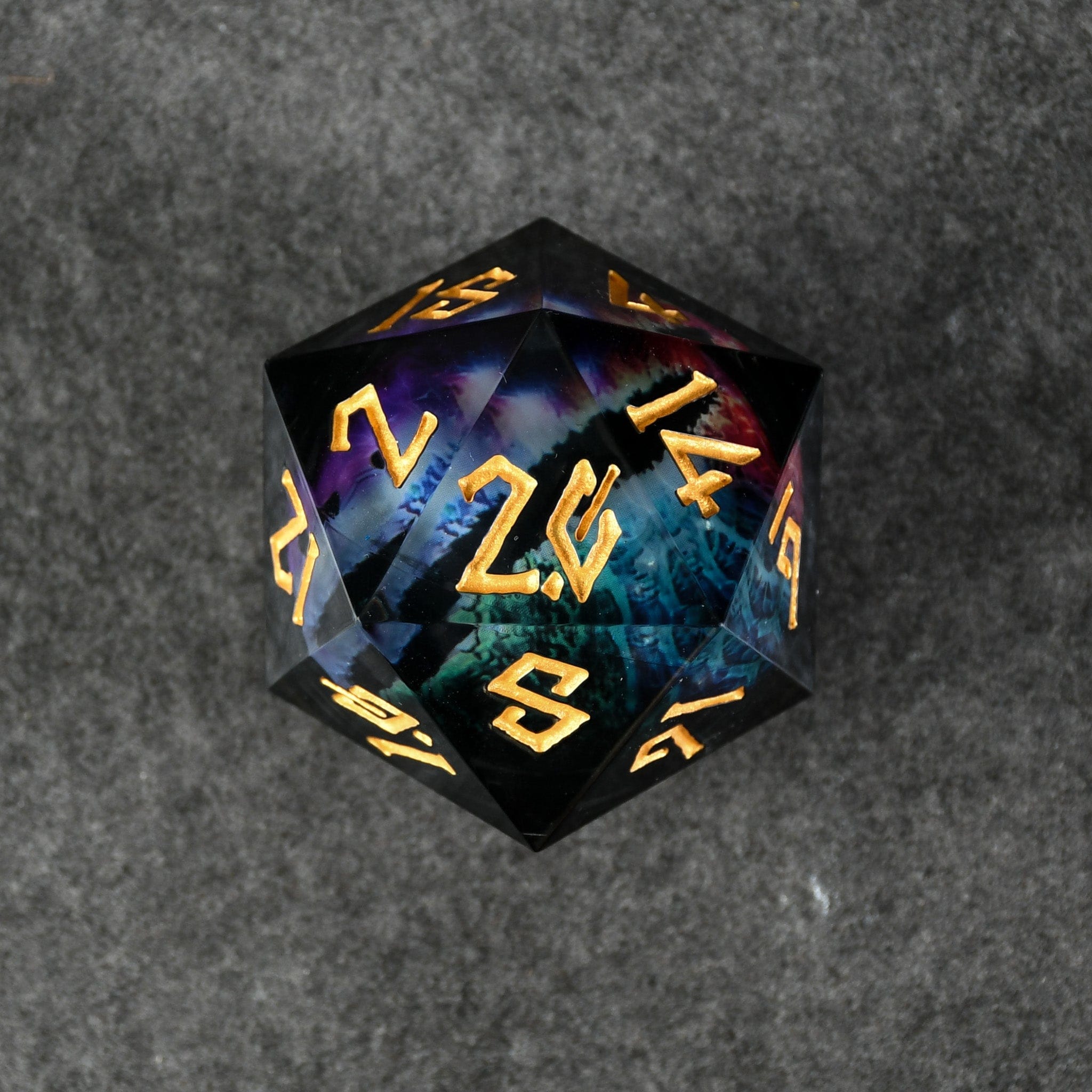 Misty Mountain Gaming Liquid Core Rainbow Dragon (Black/Gold) Liquid Core 50mm D20