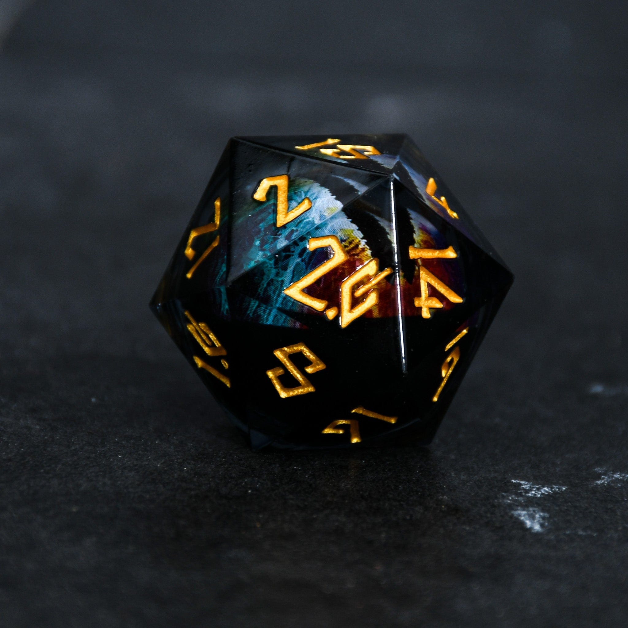 Misty Mountain Gaming Liquid Core Rainbow Dragon (Black/Gold) Liquid Core 50mm D20