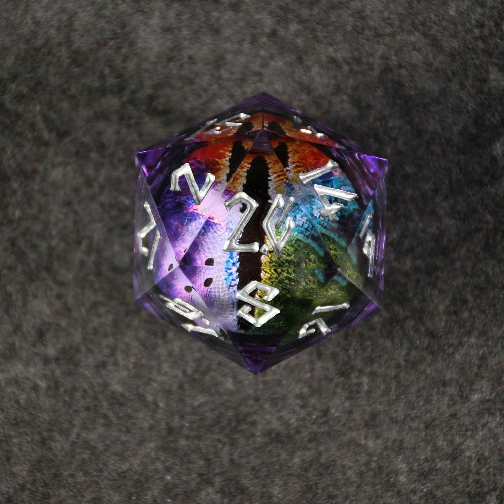 Misty Mountain Gaming Liquid Core Rainbow Dragon (Purple/Silver) Liquid Core 50mm D20
