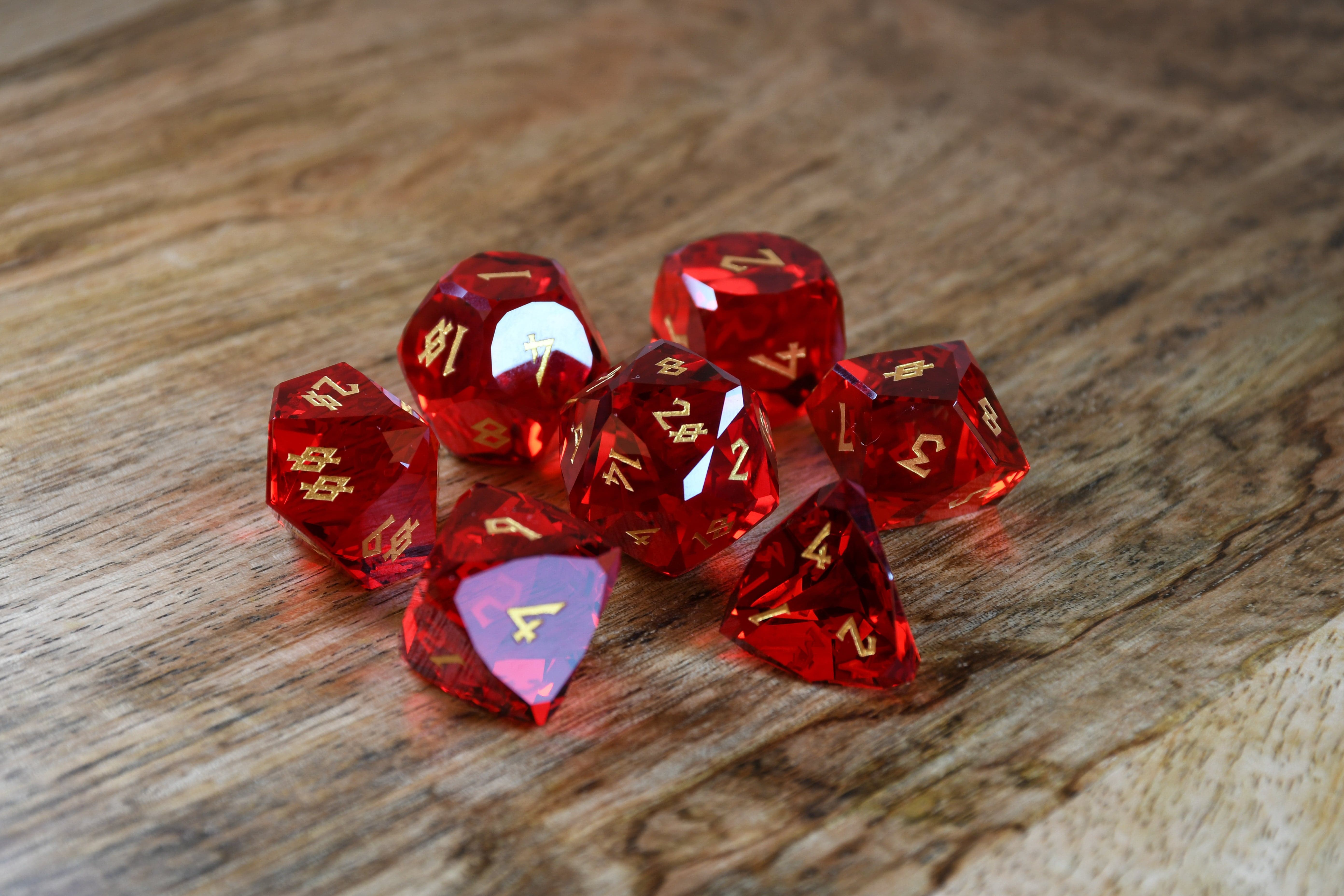 Misty Mountain Gaming Stone/Glass Ruby Multifaceted Glass Dice Set