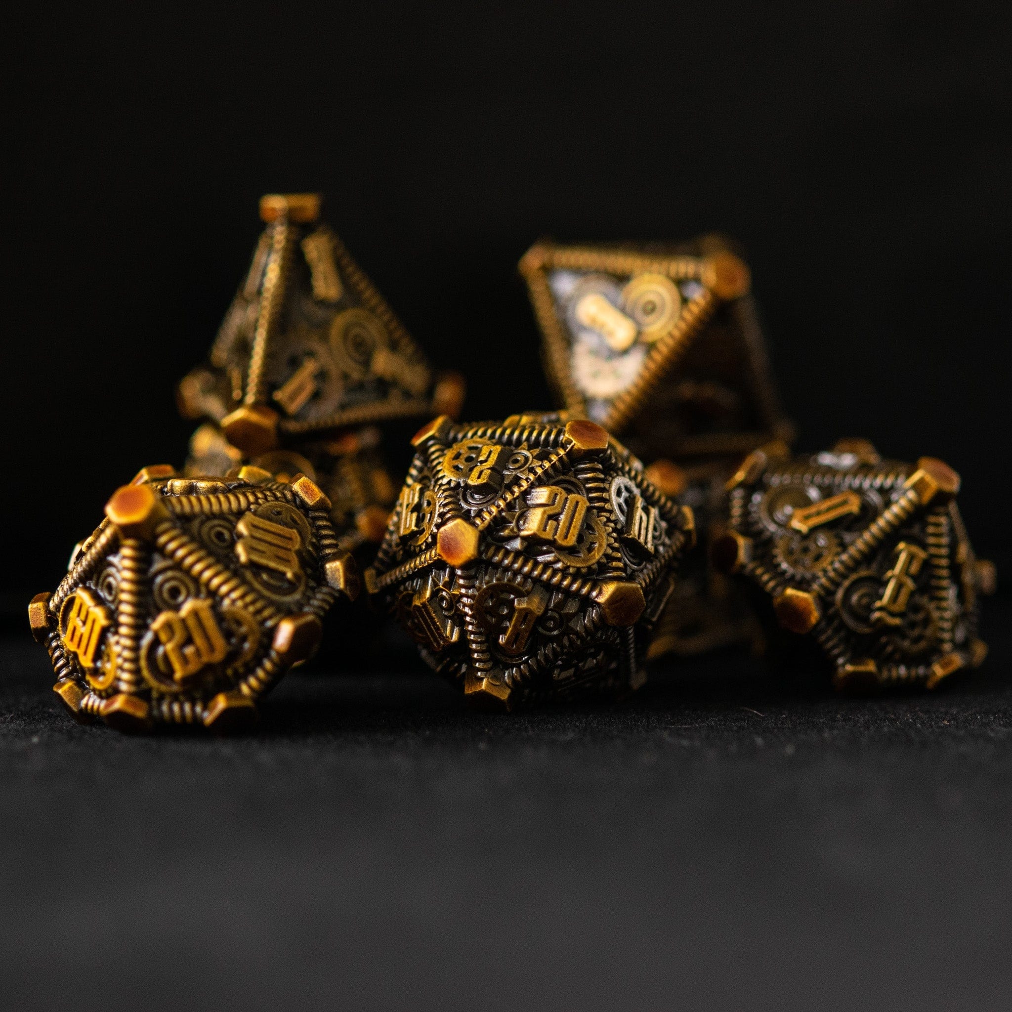 Misty Mountain Gaming Metal Rustic Brass - Weird West Wasteland Metal Dice Set