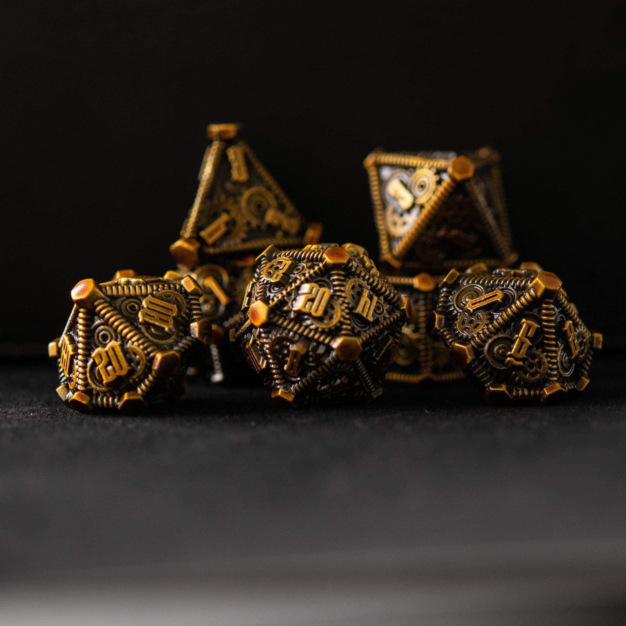 Misty Mountain Gaming Metal Rustic Brass - Weird West Wasteland Metal Dice Set