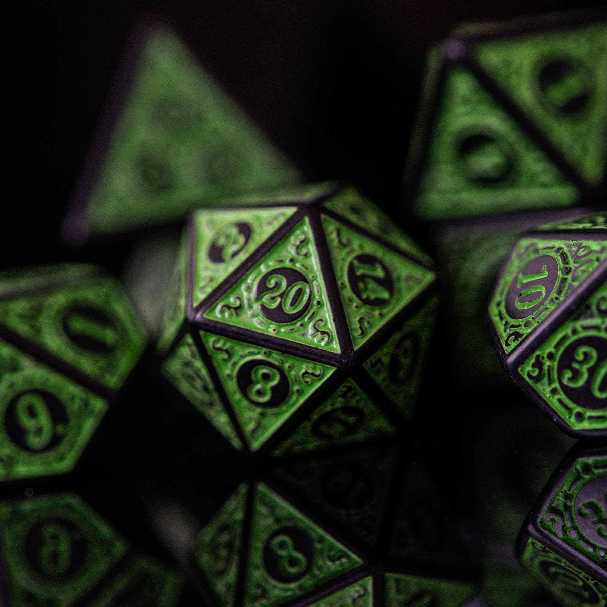 Misty Mountain Gaming Acrylic Dice Temple Ruins Green Acrylic Dice Set
