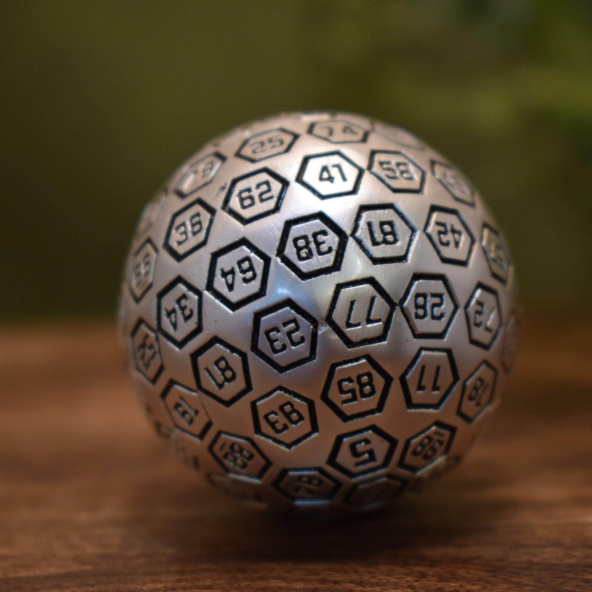 Misty Mountain Gaming D100 The Orb D100 - Black and Matte Silver Metal Die